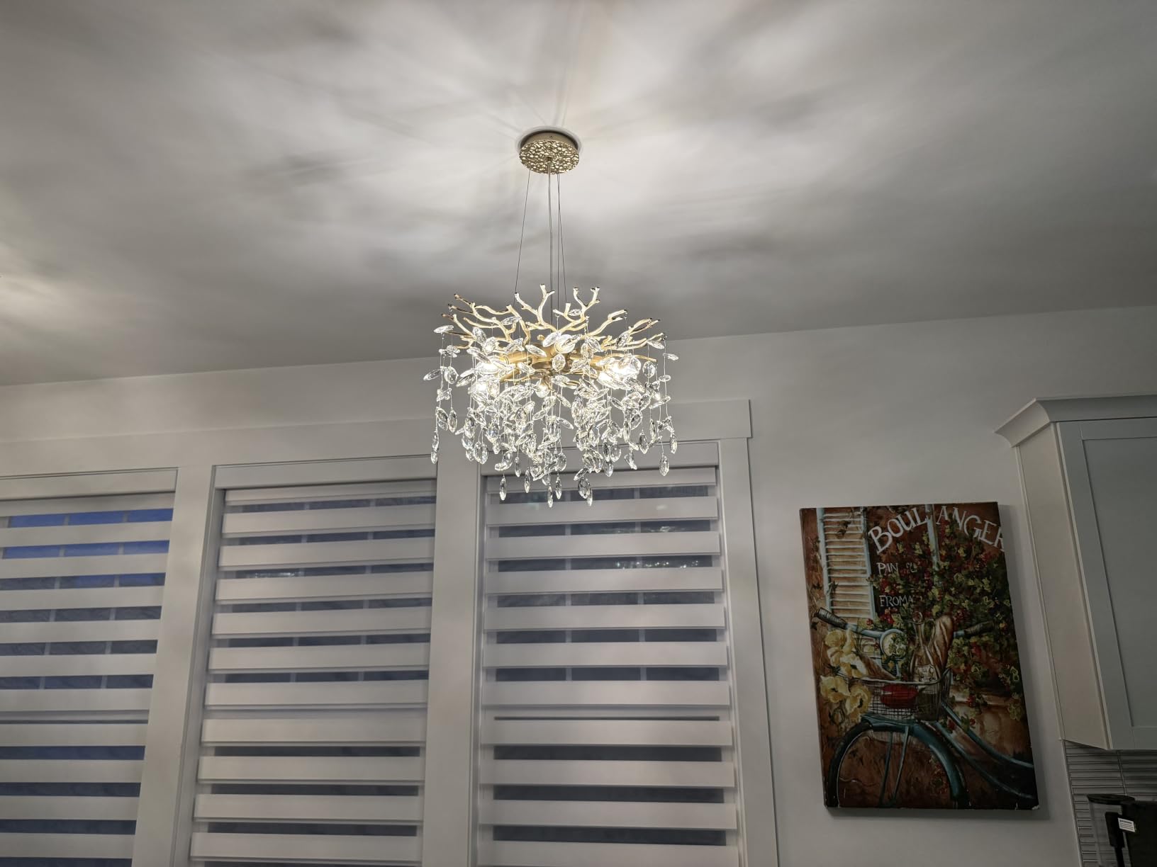 EGM Gold Tree Branch Crystal Chandelier, 32 Inch Modern Raindrop Crystal Ceiling Light Fixtures 10-Light(E12), Hanging Round Chandeliers for Dining Room Living Room Bedroom Foyer customer photo 1