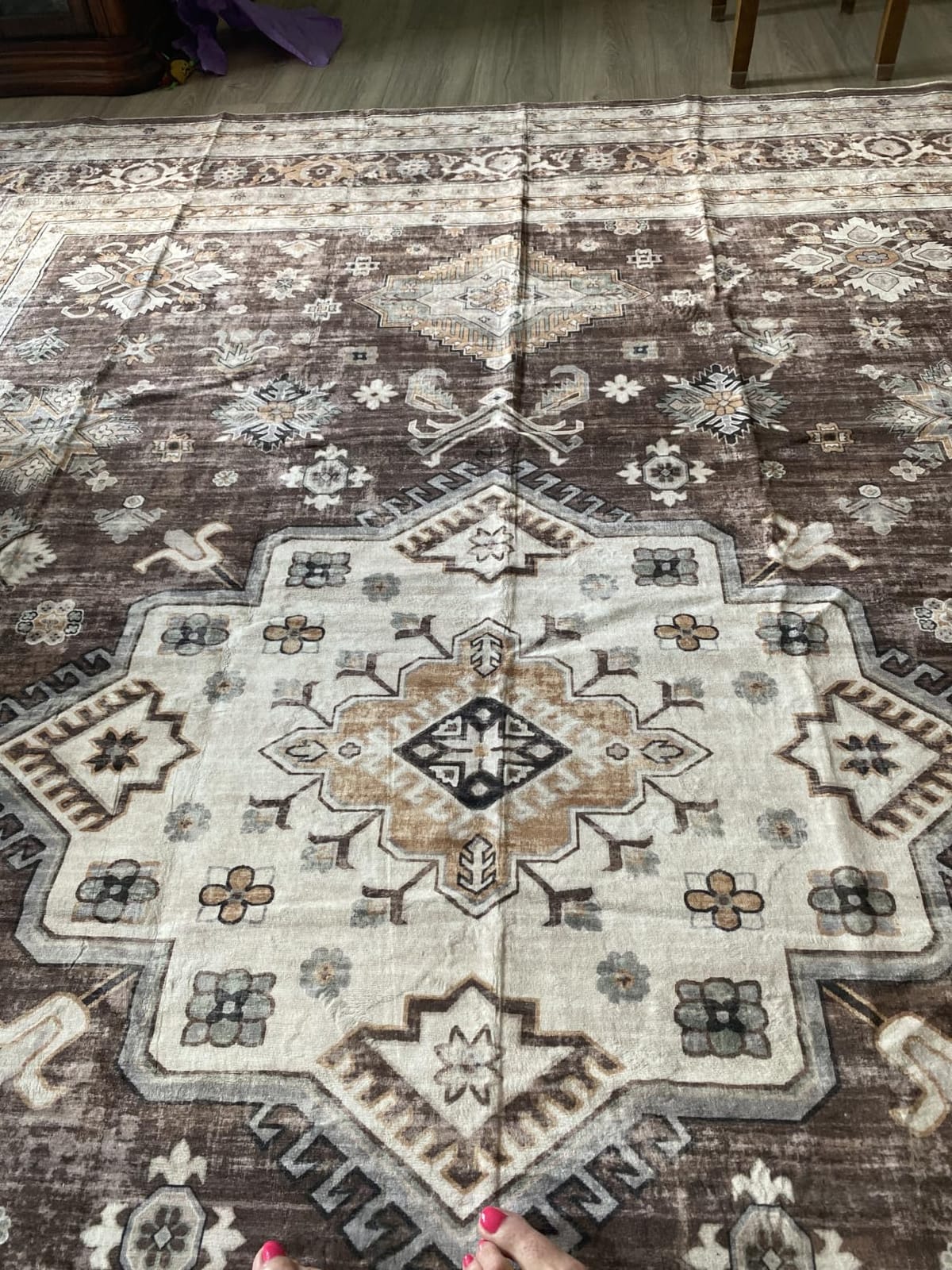 Vintage Living Room Area Rug 9x12 - Large Soft Washable Oriental Traditional Distressed Farmhouse Rugs for Bedroom - Indoor Floor Accent Carpet for Home Office House Decor - Beige customer photo 1
