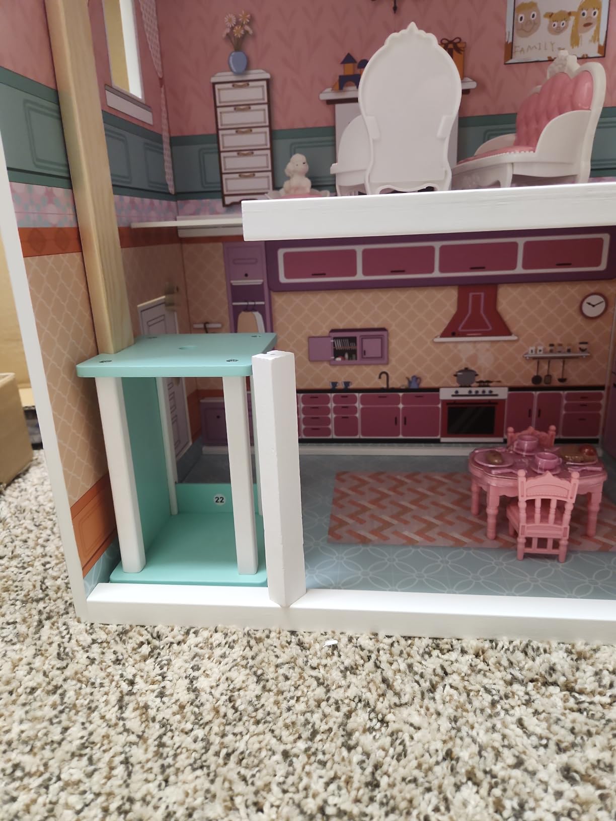ROBUD Wooden Dollhouse, Doll House Playset | 24-pcs Exquisite Accessories, Working Elevator, Sturdy, Durable & Smooth-Finished, Gift for Ages 3+ customer photo 1