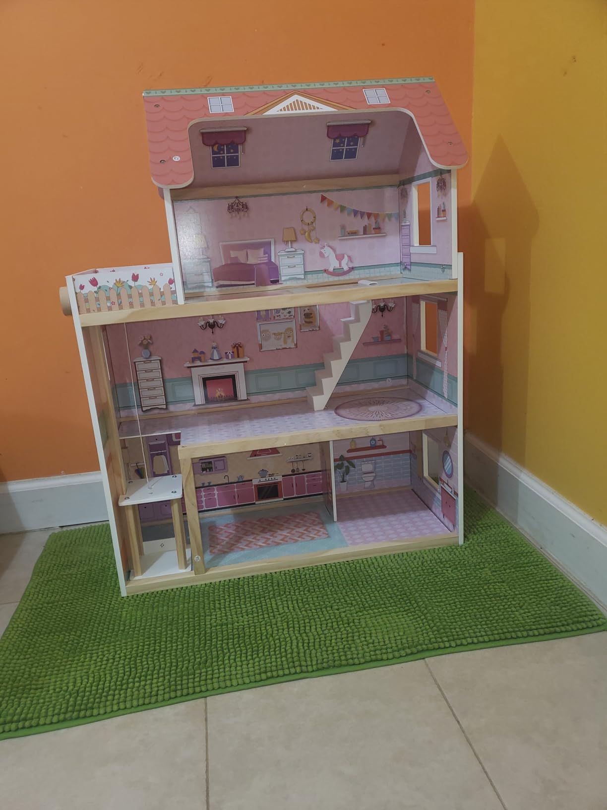 ROBUD Wooden Dollhouse, Doll House Playset | 24-pcs Exquisite Accessories, Working Elevator, Sturdy, Durable & Smooth-Finished, Gift for Ages 3+ customer photo 2