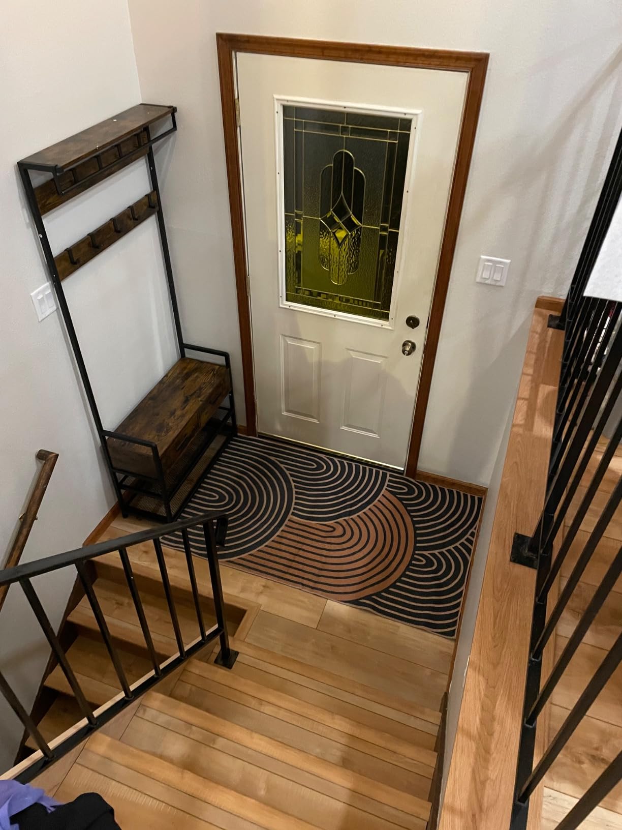 VASAGLE Hall Tree with Bench and Shoe Storage, Entryway Coat Rack with Shoe Bench, 2 Fabric Drawers, 10 Hooks, 11.8 x 31.7 x 71.5 Inches, Vintage Brown and Ink Black UHSR429B01 customer photo 2