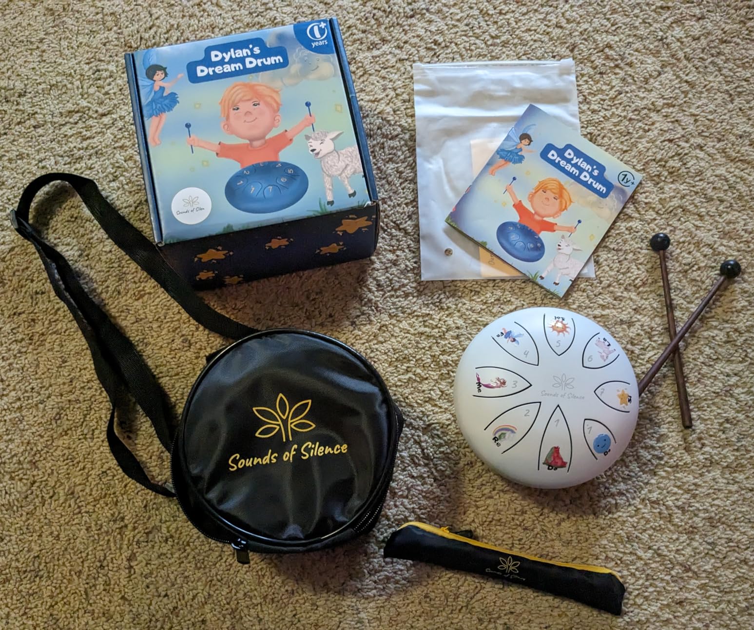 Sounds Of Silence Steel Tongue Drum for Kids with Storybook and Songbook | Dylan's Dream Drum, Ages 3+, Calming Bedtime Musical Gift, Easy to Play, 6 Inch 8 Notes, Includes Mallets, Carry Bag, 432 Hz customer photo 1