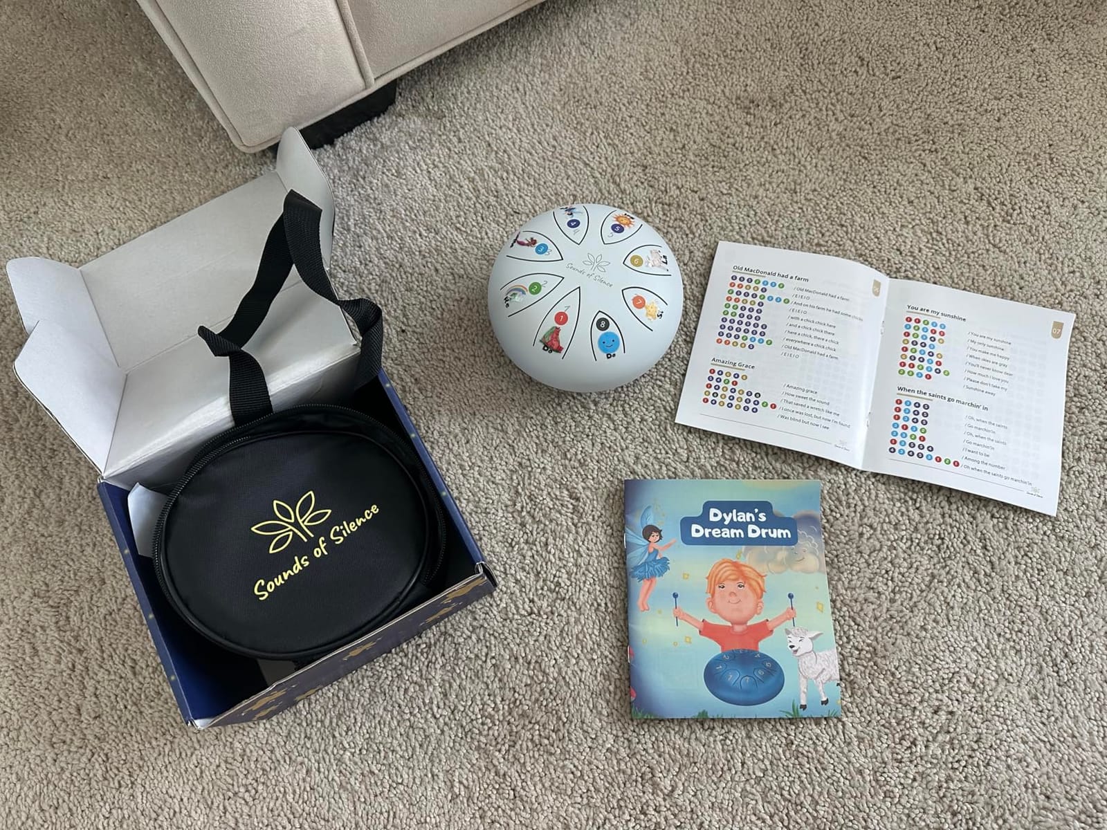Sounds Of Silence Steel Tongue Drum for Kids with Storybook and Songbook | Dylan's Dream Drum, Ages 3+, Calming Bedtime Musical Gift, Easy to Play, 6 Inch 8 Notes, Includes Mallets, Carry Bag, 432 Hz customer photo 2