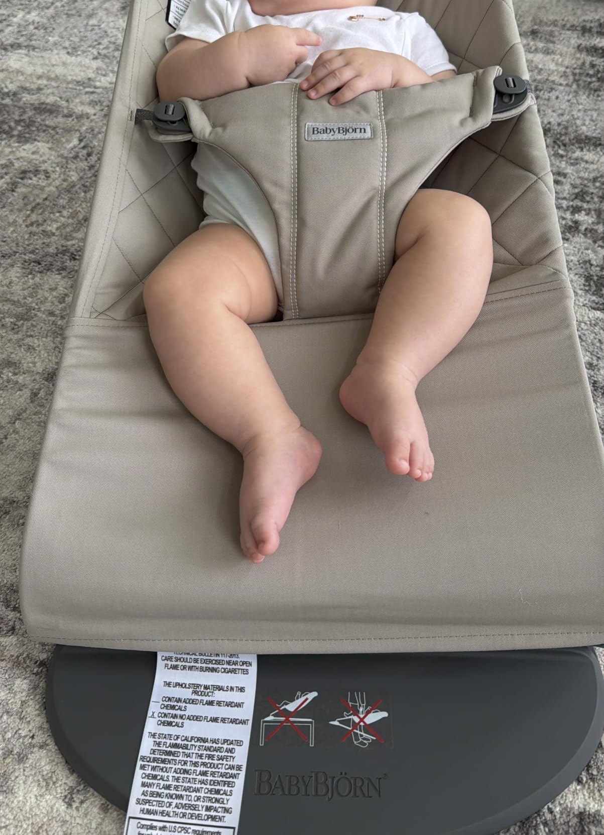 BabyBjorn Bouncer Bliss, Sand Gray, Woven, Classic Quilt | 2-in-1 Adjustable Baby Bouncer Seat and Toddler Chair, Newborn to Toddler (8-29 lbs), 4 Positions, Lightweight & Portable customer photo 2
