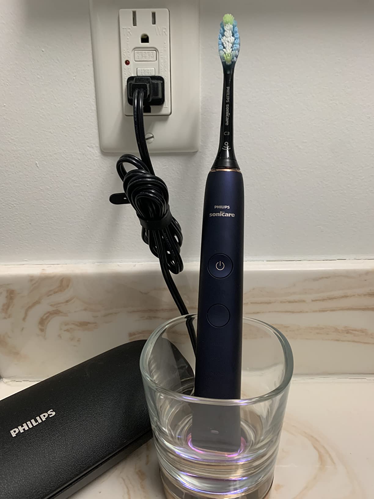 Philips Sonicare DiamondClean 9700 Electric Toothbrush, 7 Brush Heads, Blue | 2000% More Plaque Removal, Visual Pressure Sensor, 15 Brush Setting, App Connected, 14-Day Battery, Charging Case, HX9957/71 customer photo 1