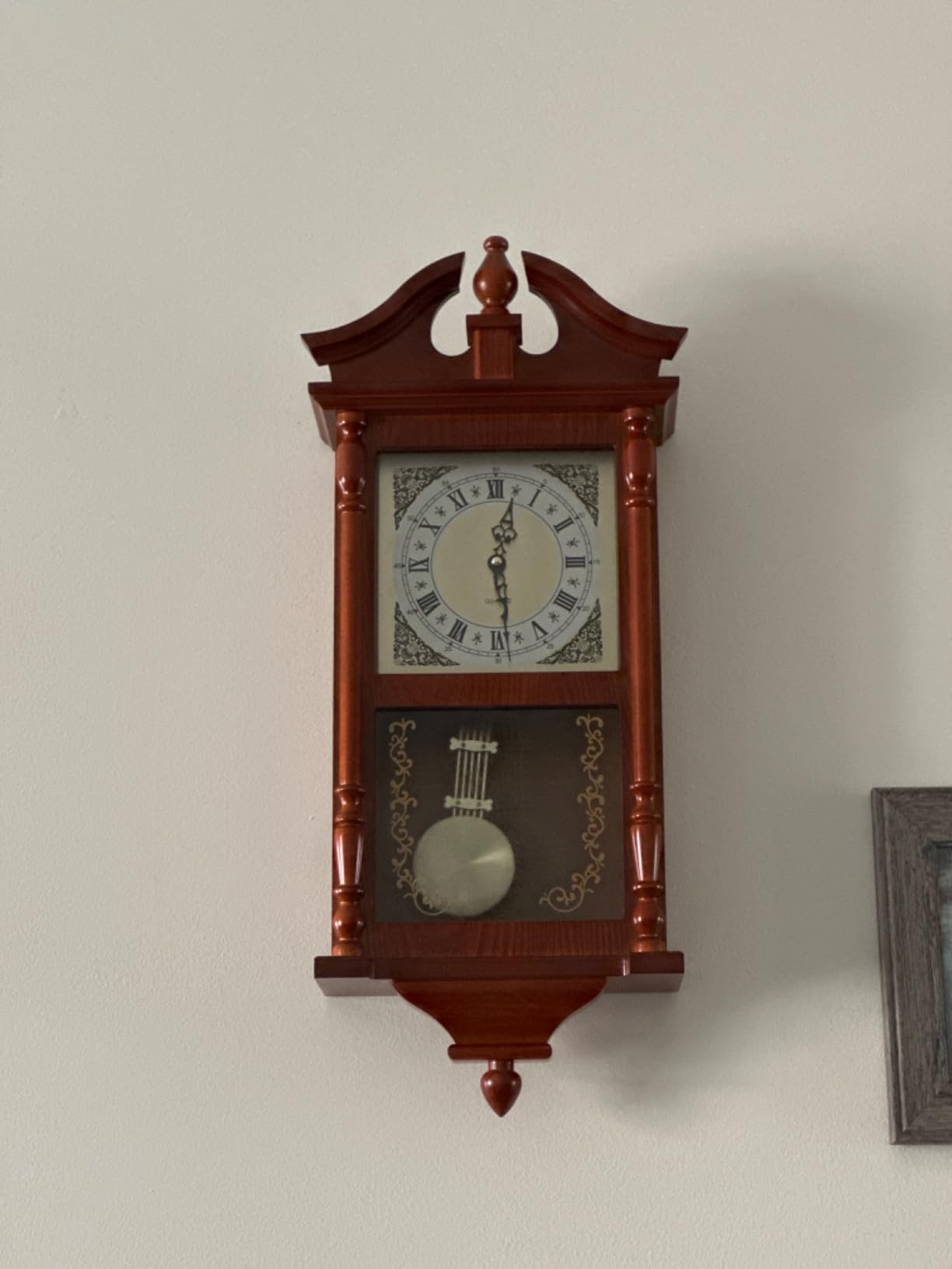 AYRELY 25IN Grandfather Vintage Wall Clock with Pendulum and Chime, Hour/Quarter-Hour Chime, Rubberwood Frame, Large Vintage Wall Clock for Living Room, Home Decor Gift customer photo 1