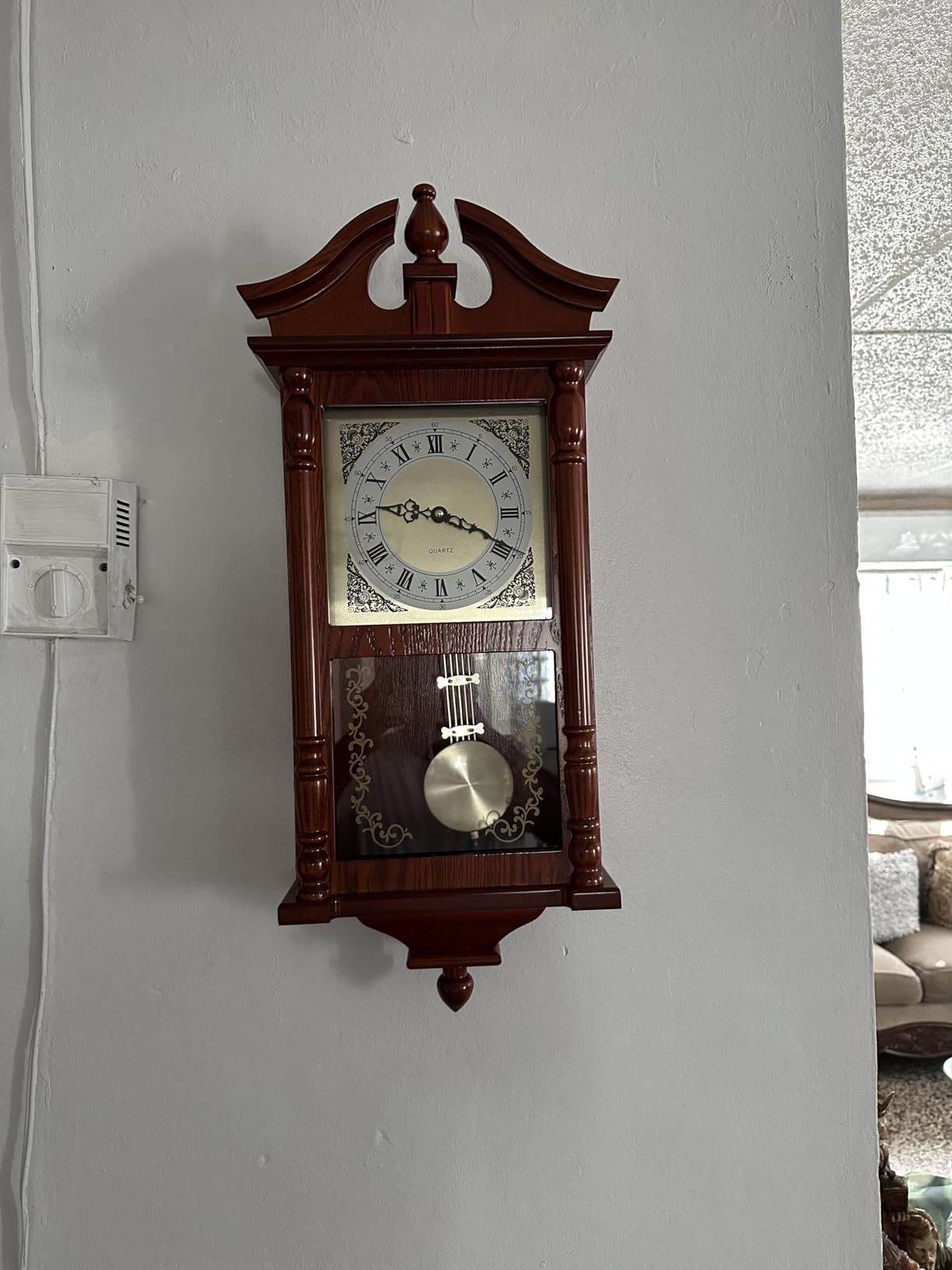 AYRELY 25IN Grandfather Vintage Wall Clock with Pendulum and Chime, Hour/Quarter-Hour Chime, Rubberwood Frame, Large Vintage Wall Clock for Living Room, Home Decor Gift customer photo 2