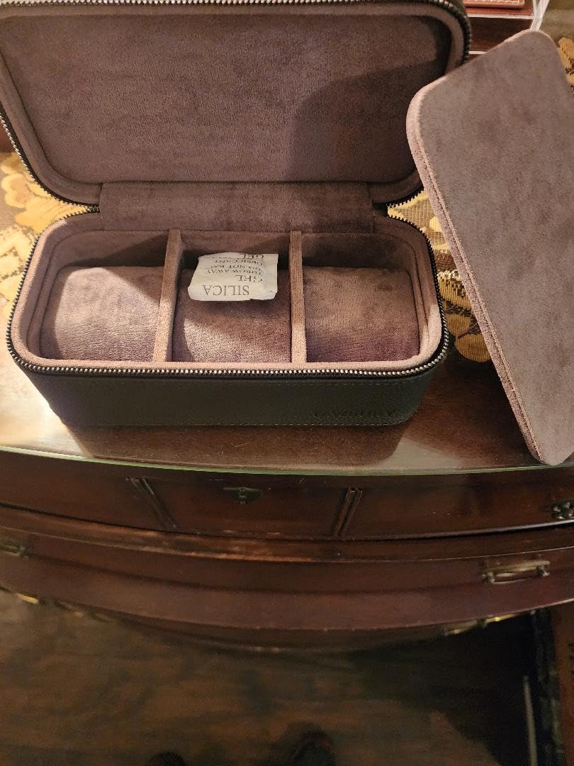 TAWBURY 3 Watch Case Top-Grain Genuine Leather Travel Case Roll for Men - Brown customer photo 2