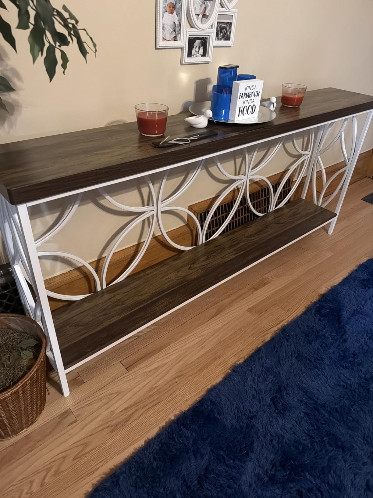 Tribesigns 70.9-Inch Narrow Sofa Table, Industrial Long Sofa Table Behind Couch, Entry Console Table with Storage for Entryway, Living Room, Foyer, Unique Design, Vintage Grey customer photo 2