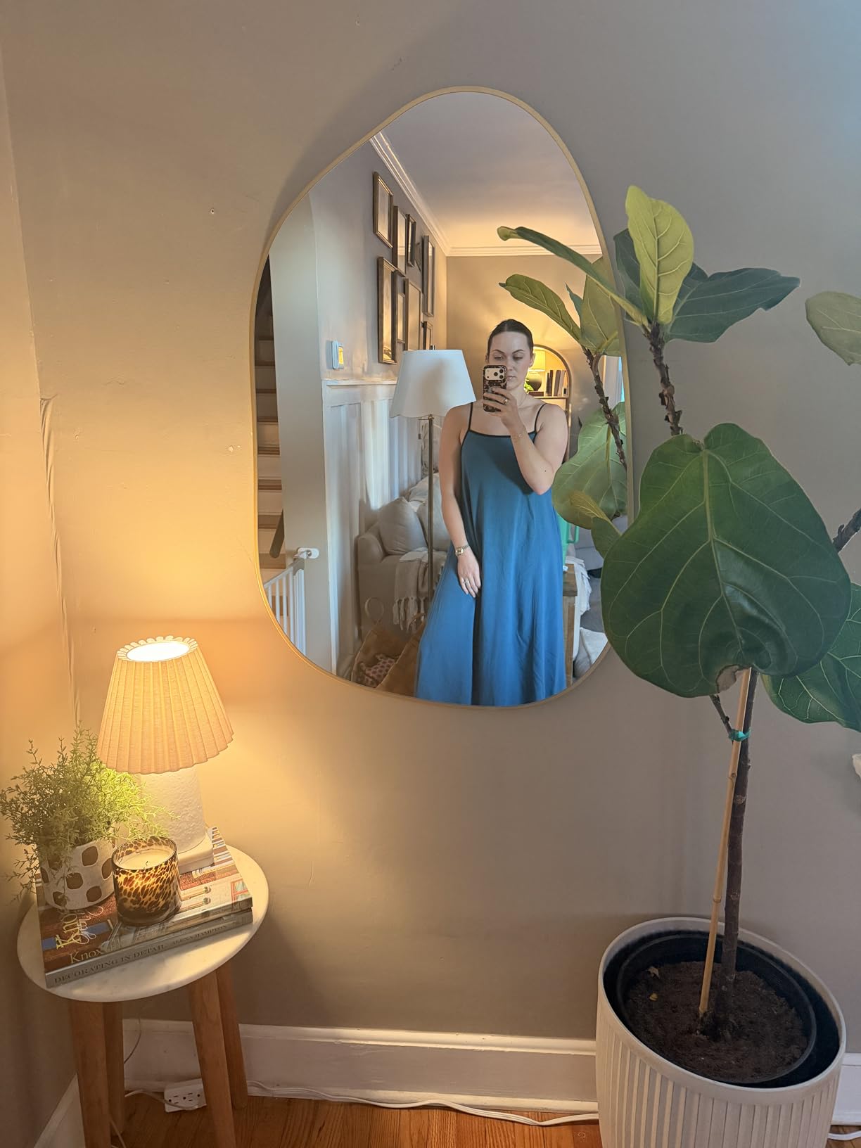 PERFNIQUE Irregular Wall Mirror Asymmetrical Mirror, 32''x24'' Gold Mirror for Bathroom Bedroom Living Room Entryway, Decorative Modern Boho Decor, Wall Mouted(Gold, 32''x24'') customer photo 2