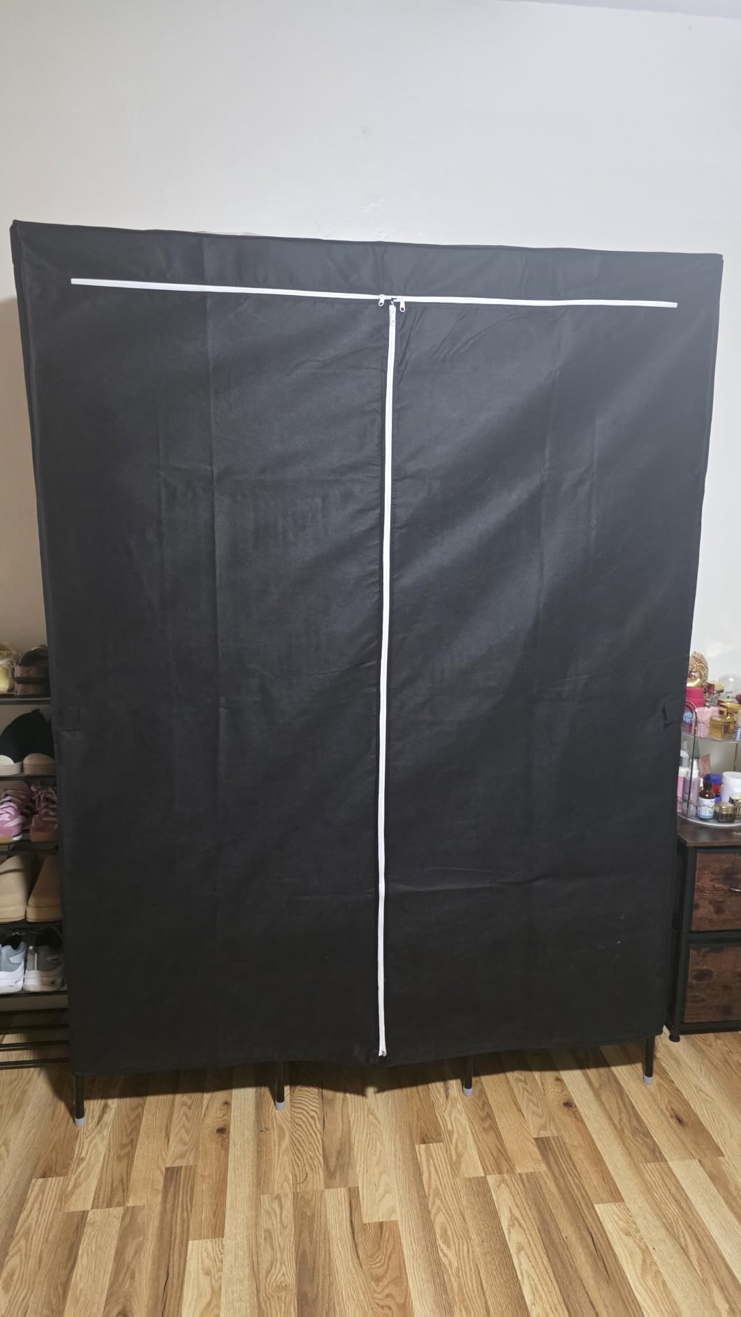 LOKEME Wardrobe Closet,Portable Closet for Bedroom Steel Pipe Diameter 19mm Strong and Sturdy Black Portable Closets for Hanging Clothes with 3 Hanging rods, 6 Storage Shelves and Side Pockets customer photo 1