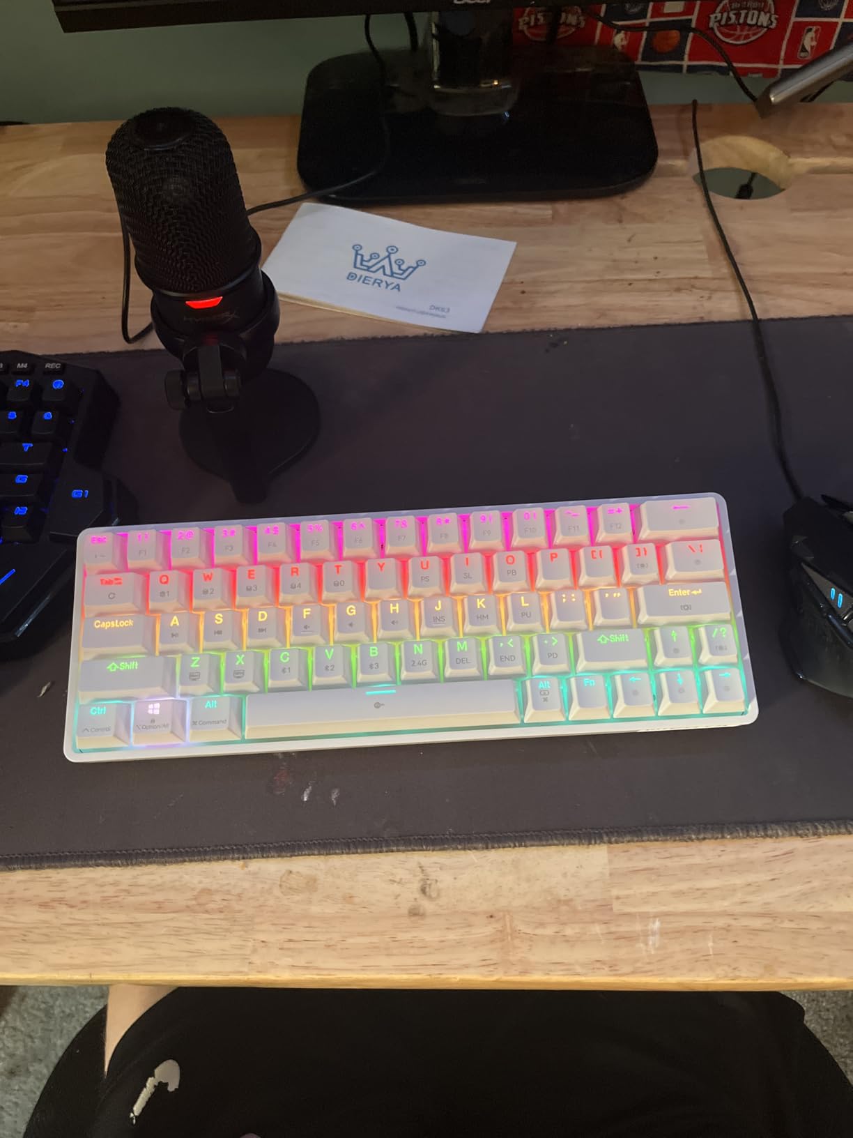 DIERYA DK63 60% Wireless Mechanical Gaming Keyboard | Bluetooth/2.4G/Wired | RGB Backlit Compact 63 Keys Mini Office Keyboard | with Red Switch | for Windows Laptop PC Gamer Typist-White customer photo 2