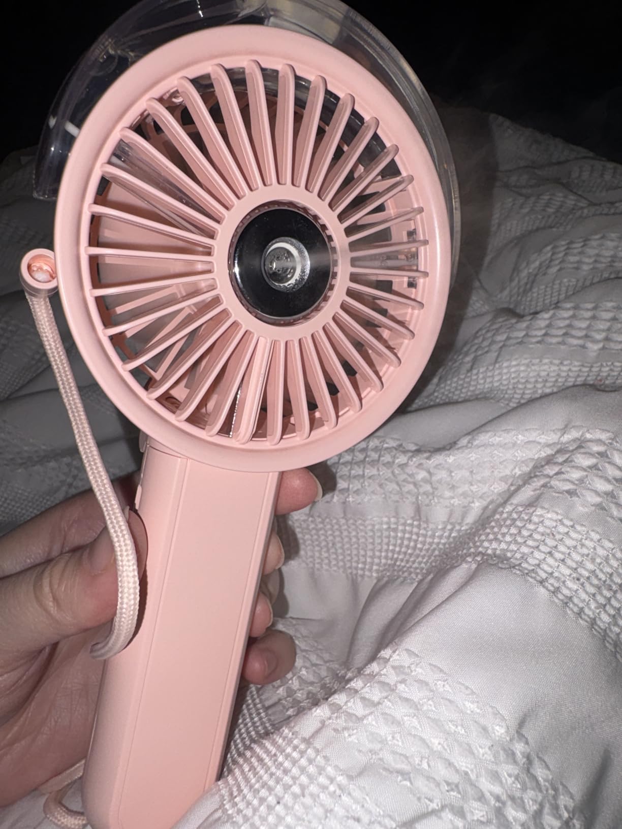 SWEETFULL Portable Misting Fan - 180° Foldable Handheld Personal Fan with Mist Spray, 3 Speeds, 30ml Water Tank, USB Rechargeable for Travel, Outdoors, Makeup, Camping, Home, and Office Use customer photo 2