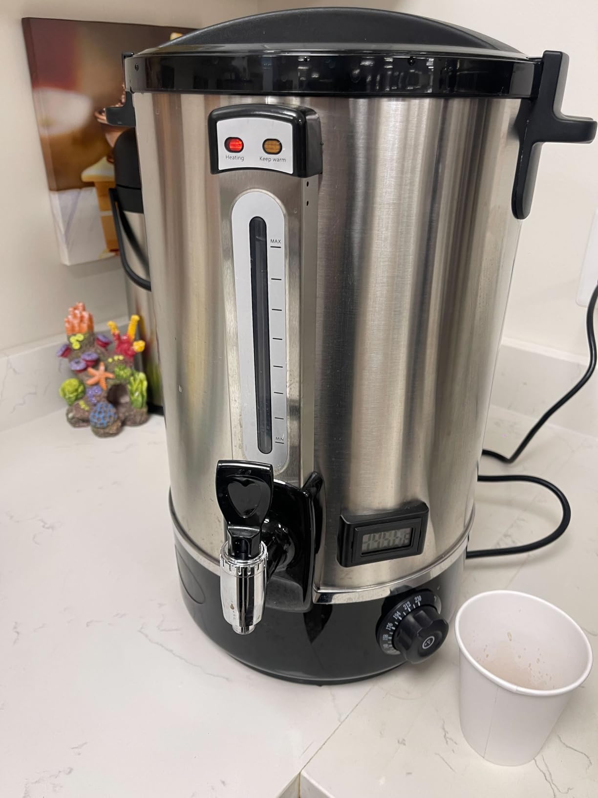 Commercial Coffee Urn, 110-Cup 16L Fast Brew Stainless Steel Hot Beverage Dispenser with Thermometer-Electric Hot Water Urn for Wedding, Party, Catering Events with Easy Cleaning(Double Wall) customer photo 2