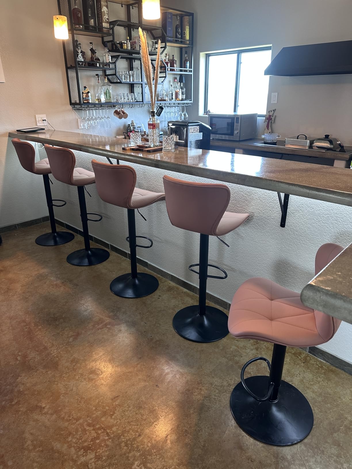 Nalupatio Modern Bar Stools Set of 2, Adjustable Faux Leather Upholstered Swivel Bar Stools, Counter Height Bar Chairs with Back for Kitchen Island, Black customer photo 2