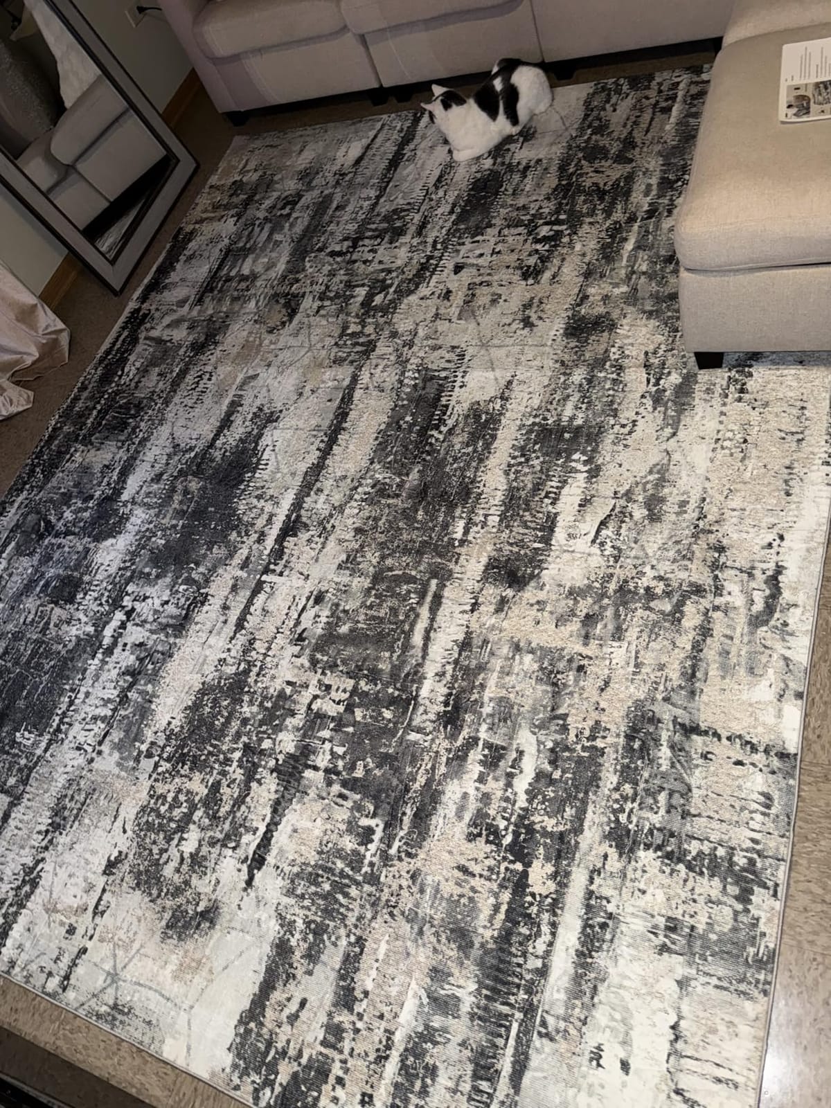8x10 Area Rugs Washable Rug: Large Modern Abstract Living Room Rug Soft Anti-Skid Thin Carpet Indoor Floor Non-Shedding Carpets for Bedroom Dining Farmhouse Nursery Home Office Black Grey Gold customer photo 1