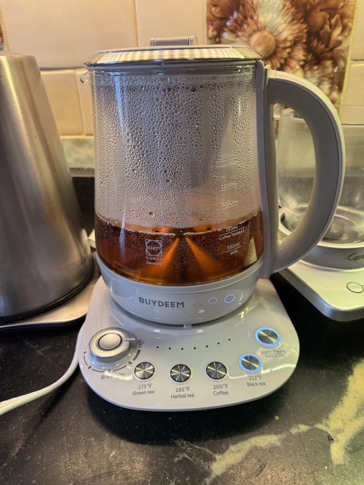 BUYDEEM K156 Tea Maker, Electric Kettle for Tea and Coffee Brewing, 1.6Qt | 6 Brew Strength Selection for Extracting, 4 Temperature Settings, Boil Dry Protection, 2 Hours Auto Keep Warm, Oat White customer photo 2