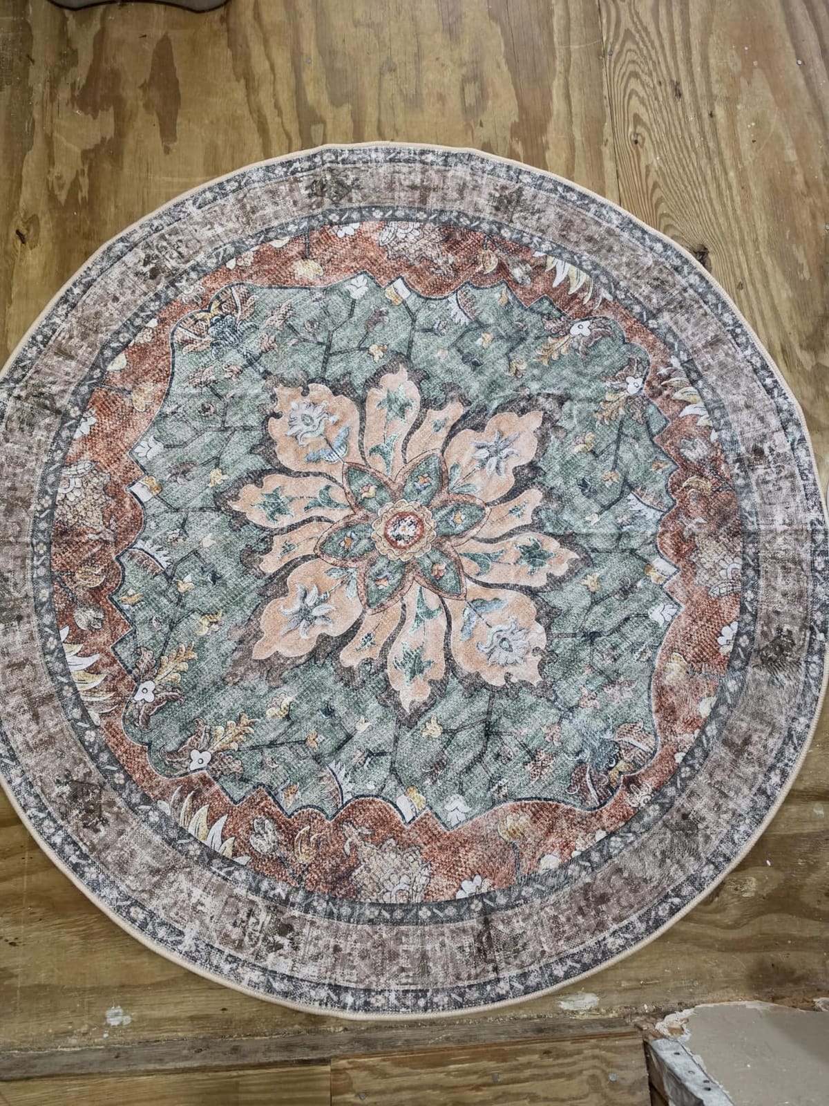 RELEANY Area Rugs 8'x10' Washable Non-Slip, Floral Vintage Distress Medallion Carpet for Living Room Bedroom Dining Room, Terracotta Burnt Orange Green customer photo 1