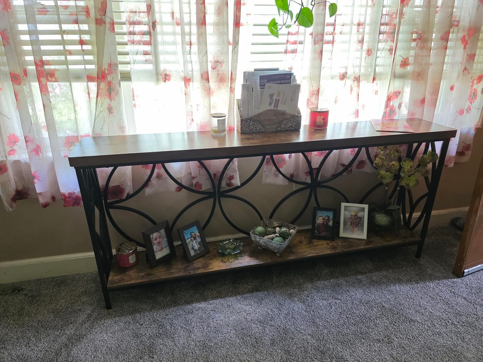 LITTLE TREE Sofa Table, 70.9 Inch Industrial Behind Couch Table with Storage Shelves, Narrow Long Console Table for Entryway, Living Room, Foyer, Hallway, Office customer photo 2