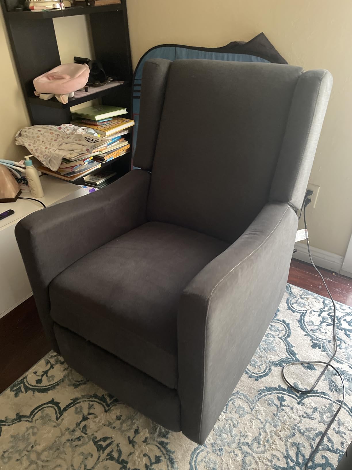 Delta Children Mercer Electronic Power Recliner and Swivel Glider with USB Port in LiveSmart Performance Fabric - Water Repellent & Stain Resistant, Dark Grey customer photo 2