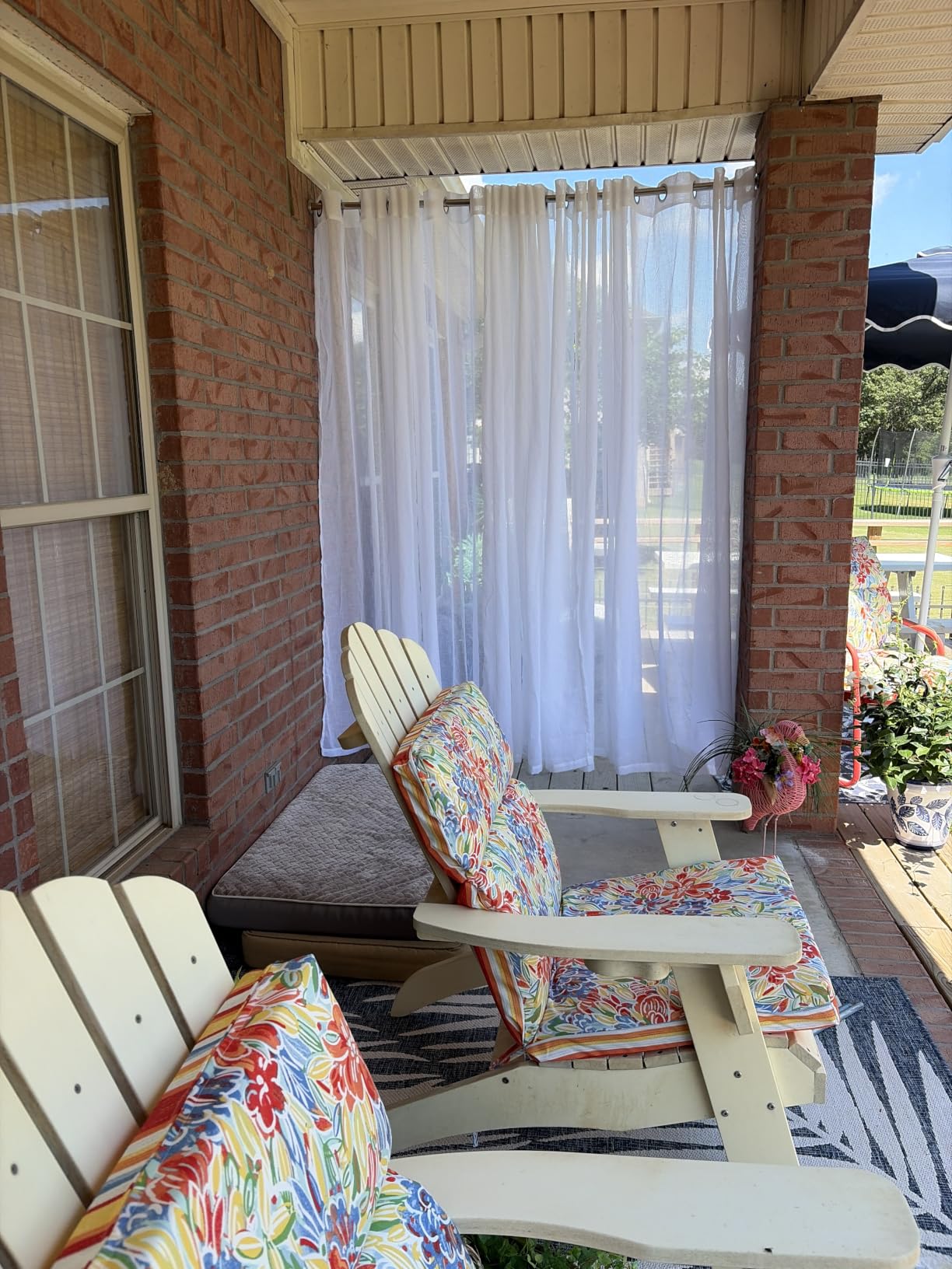 Semi Voile Beige Sheer Outdoor Curtains for Patio 4 Pcs 54x84 In | Light Filtering Grommet Top Faux Linen Outdoor Dining Dividers Weatherproof, Privacy Blind Shade for Backyard, Porch, Gazebo customer photo 2