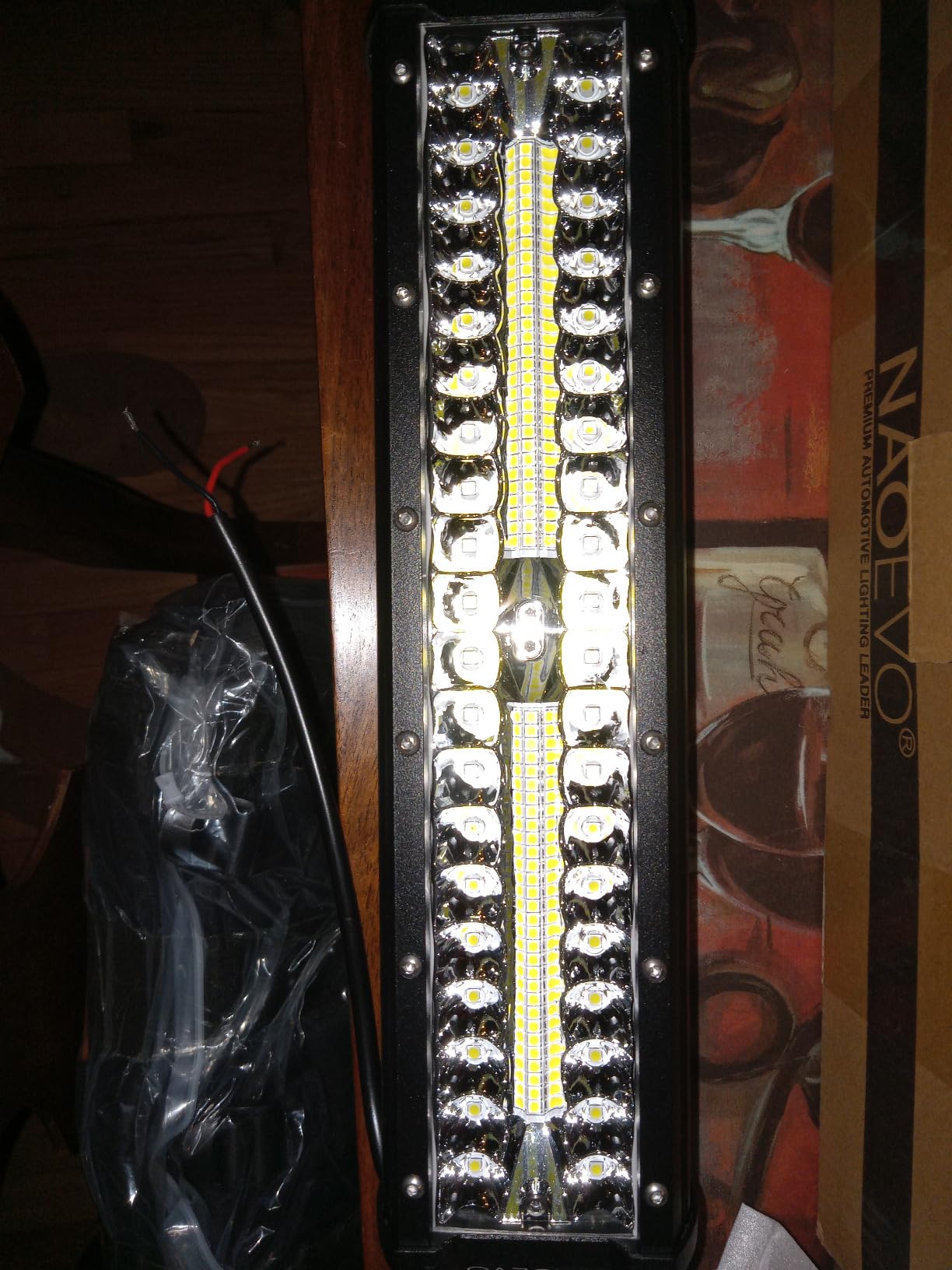 NAOEVO 12 Inch LED Light Bar and 4PCS 4 Inch LED Pod Lights, 54000LM LED Fog/Driving/Off Road Lights, Triple Row Spot Flood Combo LED Light Bar for Truck Car UTV ATV Boat, 1 Year Warranty customer photo 1