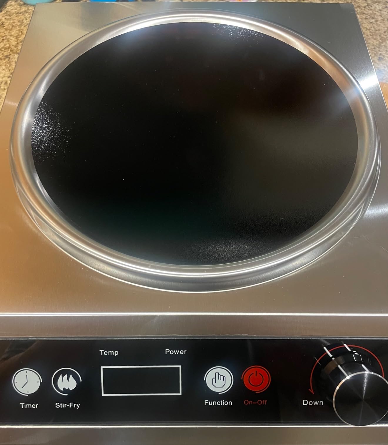 1800W Electric Wok Used For Home And Commercial, Induction Wok With Concave Surface Stainless Steel Strong Power Dual Control Mode 10 Power And Temp 24H Timer Induction Cooktop For Cooking customer photo 2