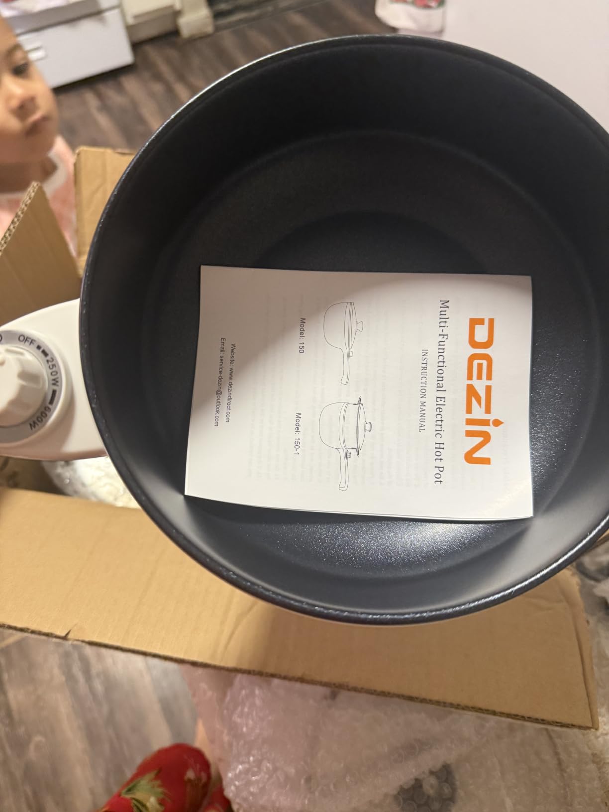 Dezin Hot Pot Electric with Steamer, 1.5L Non-Stick Portable Electric Pot | Dual Power, Upgraded 700W Electric Pot for Cooking Steak, Egg, Oatmeal, Ramen Cooker for Dorm, Travel, RV, Office, Black Pan customer photo 2