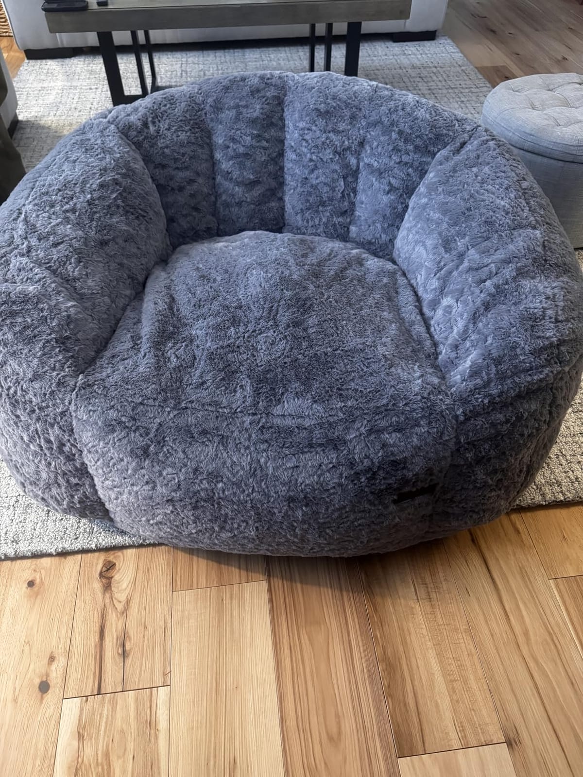MAXYOYO Giant Bean Bag Chair, Oversized Shell Shape Bean Bag | Faux Fur Large Chair with Filler, Stuffed Big Lounge Floor Sofa for Bedroom Living Room Reading, Beige customer photo 1