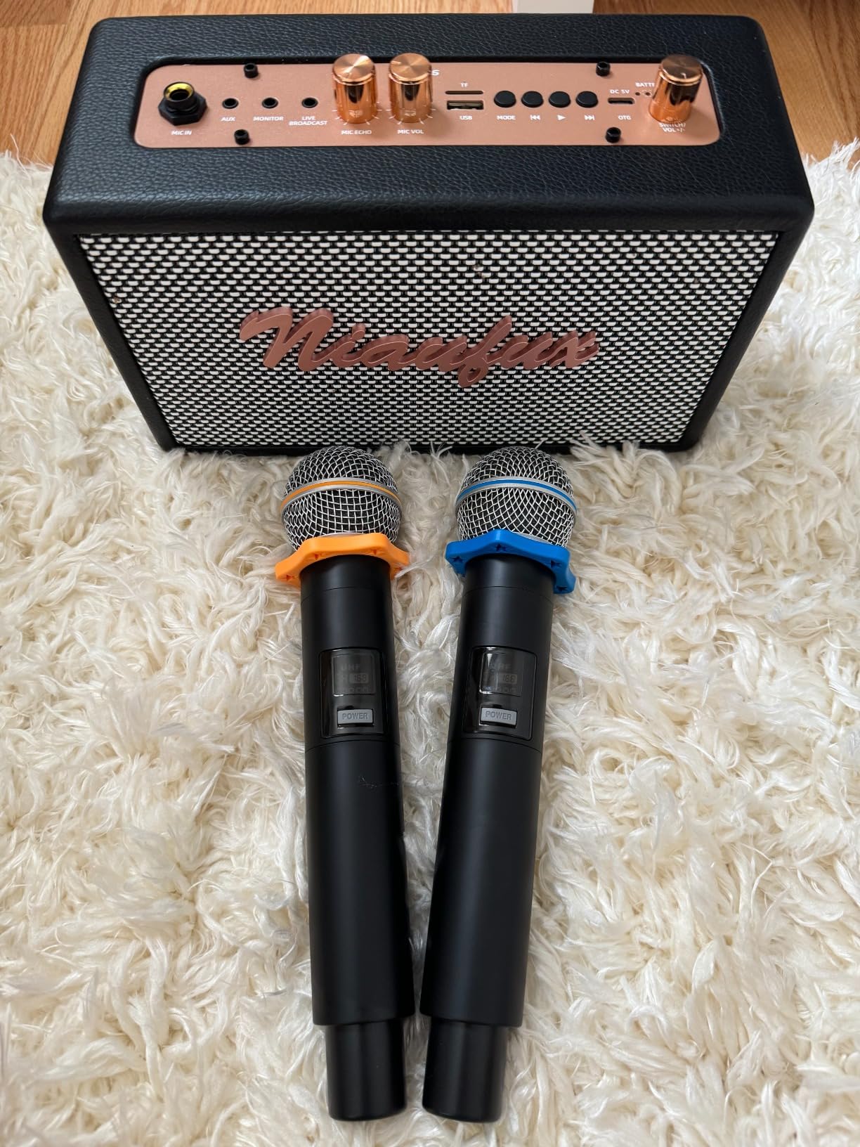 Karaoke Machine, Retro-Design Speaker with 2 Wireless Microphones for Adults & Kids, Portable Karaoke System for Home Party, Bluetooth/AUX/USB/TF/TWS Support, Gifts for Women & Girls customer photo 1