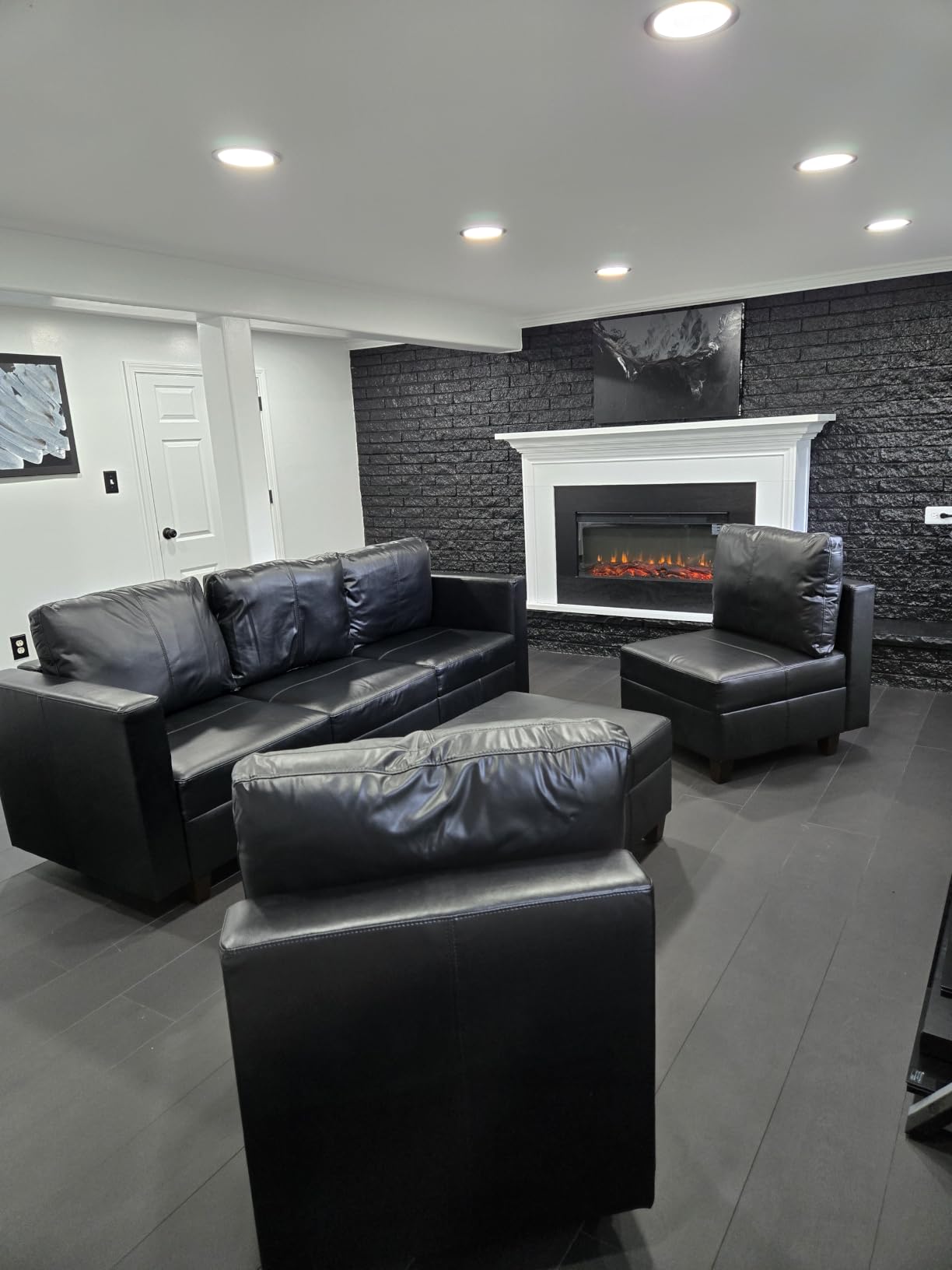 EASE MOOSE U Shaped Modular Sofa, Black Faux Leather Sectional Couch | Faux Leather Modular Sectional sofa with Storage, Material Scratch Resistant, Convertible sofa bed, Freely combinable customer photo 1