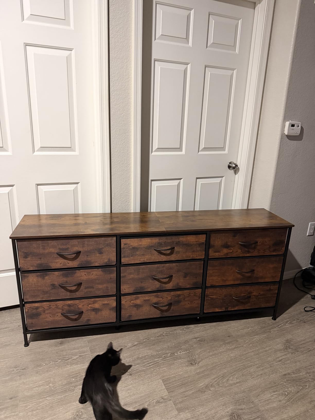 Huuger 63 Inch Dresser for Bedroom, Dresser for Closet with 9 Fabric Drawers, Large TV Stand for 55, 65, 70 Inch TV, Entertainment Center with Storage, Wide Long Chest of Drawers, Rustic Brown customer photo 1