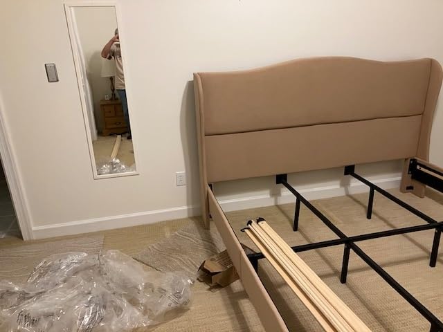 koorlian King Size Bed Frame Upholstered Platform Bed with 51