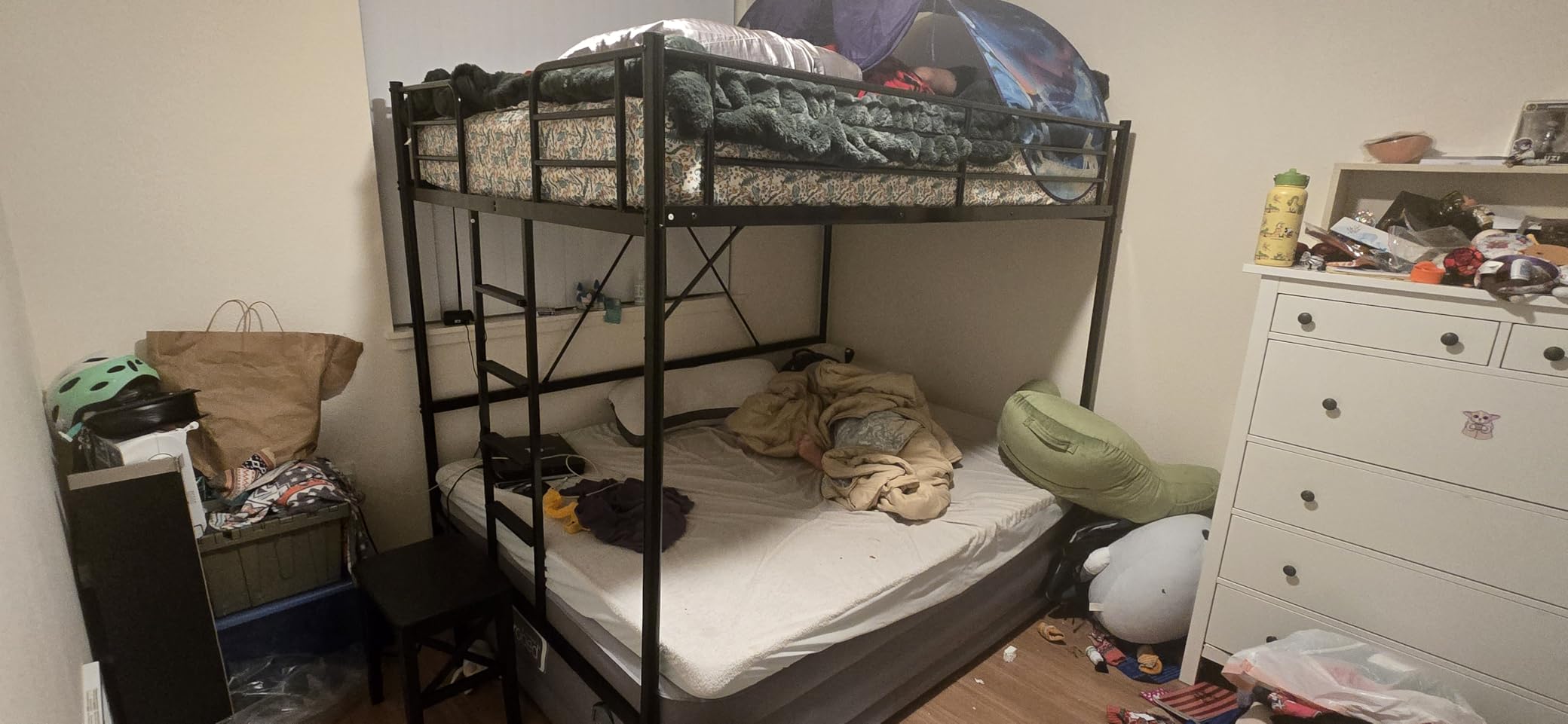 VINGLI Loft Bed Full Size with Flat Rungs for Adults, Kids and Young Teens, No Box Spring Required, Heavy Duty Metal Slat Support, Black customer photo 2
