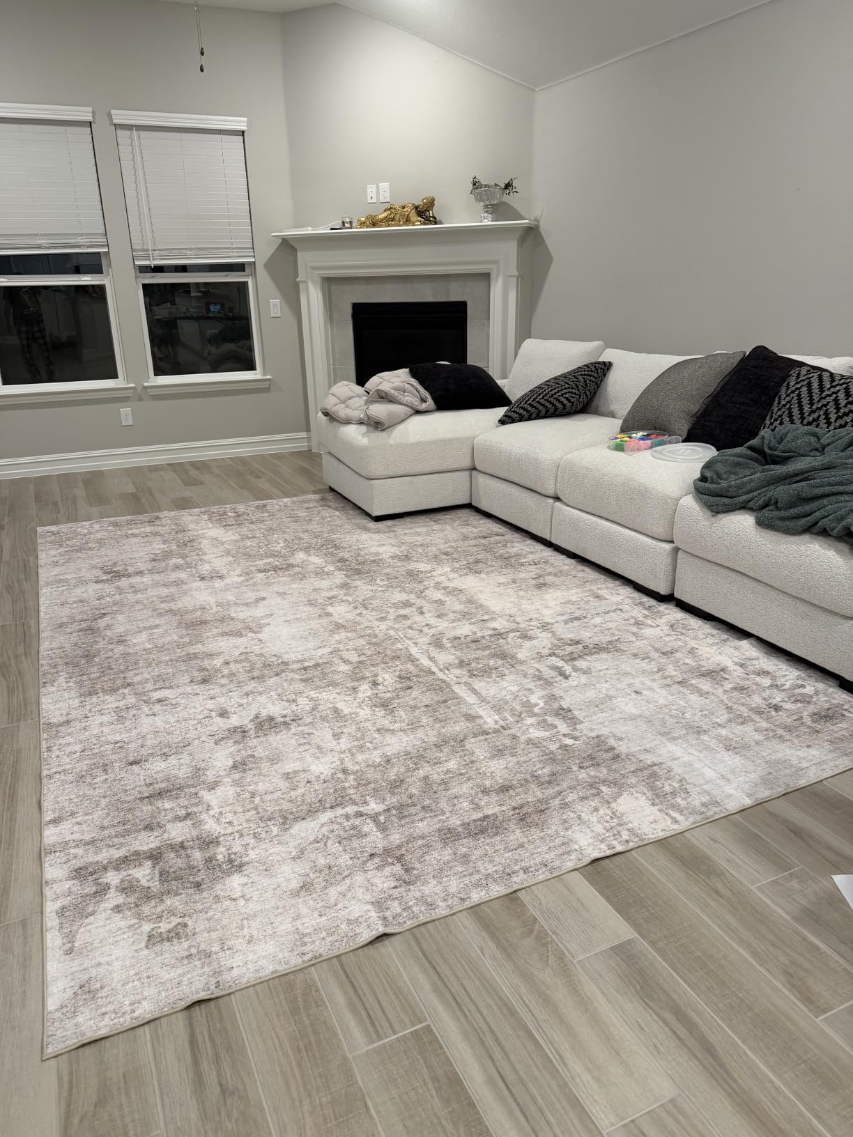 Soalmost Washable Area Rug 8x10 Large Soft Beige Rugs for Living Room | Vintage Non-Slip Carpet for Dining Bedroom, Stain Resistant Low Pile Foldable Lightweight Floor Mat Under Table Home Decor customer photo 2