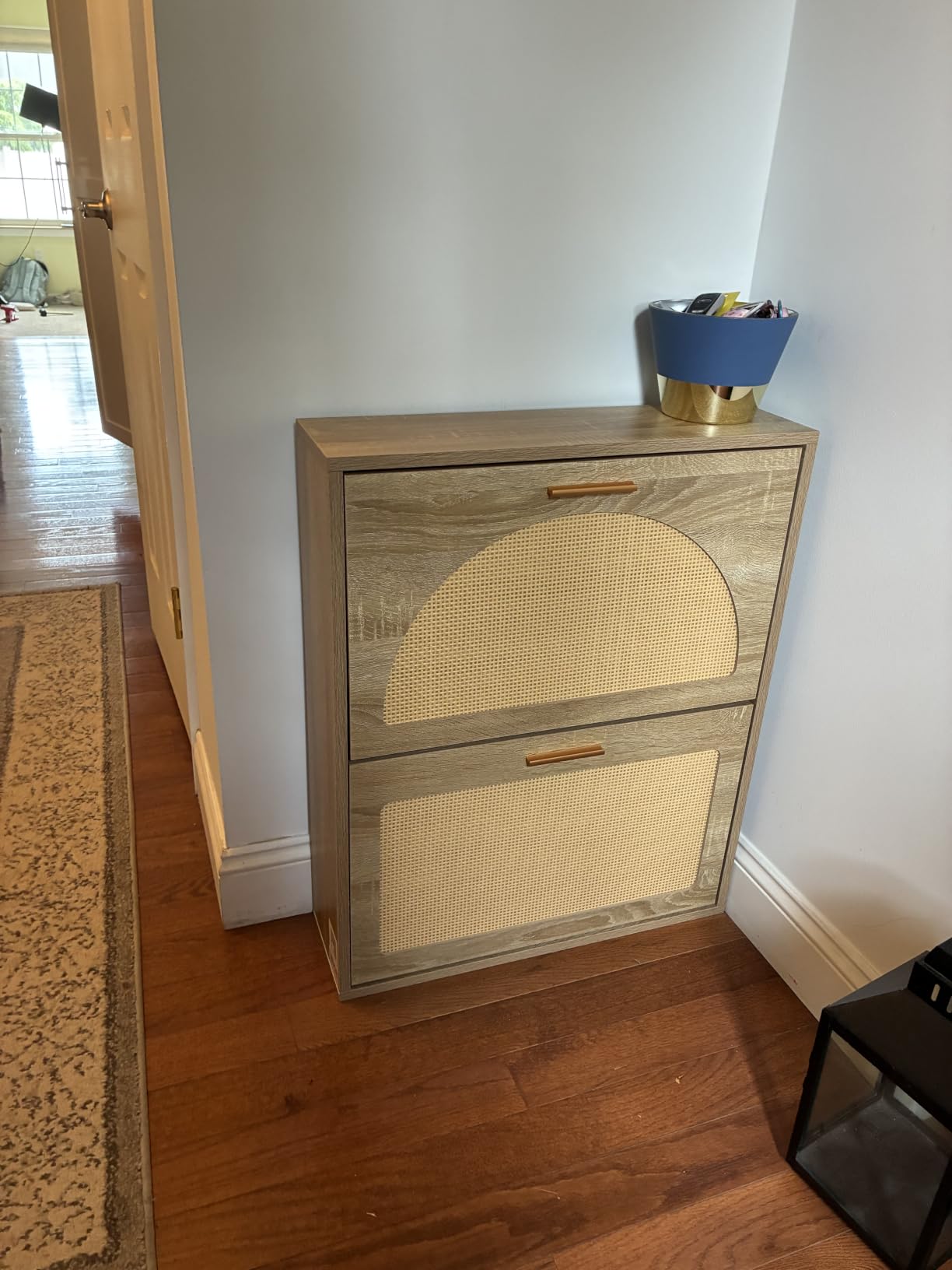 VEVOR Shoe Cabinet with 2 Flip Drawers, Shoe Storage Cabinet for Entryway, Free Standing Shoe Storage Organizer with Rattan Doors for Heels, Boots, Slippers in Hallway, Living Room customer photo 1