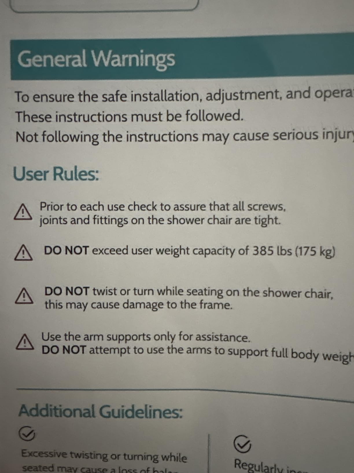 VFAUOSIT Shower Chair with Removable Arms and Back for Elderly & Disabled, 550 lbs Shower Chair for Inside Shower, 6-Height Adjustable Shower Seats for Adults, Bath Chairs for Seniors Inside Tub customer photo 2