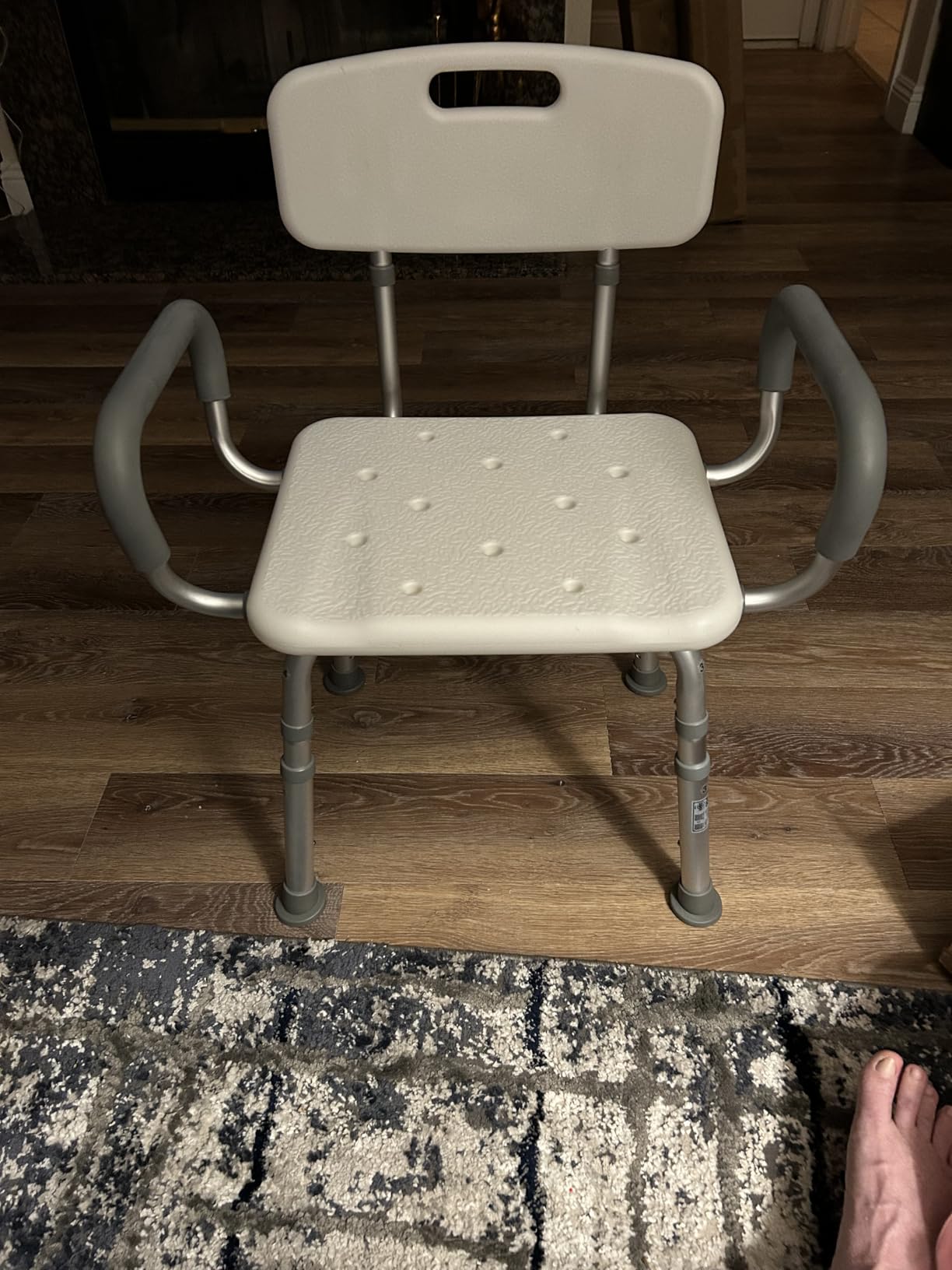 HOMLAND Shower Chair for Inside Shower with Padded Armrests and Back | Height Adjustable, Heavy Duty Shower Seat for Bathtub, Safety Bath Seat for Elderly, Adults, Handicap and Disabled, White customer photo 1