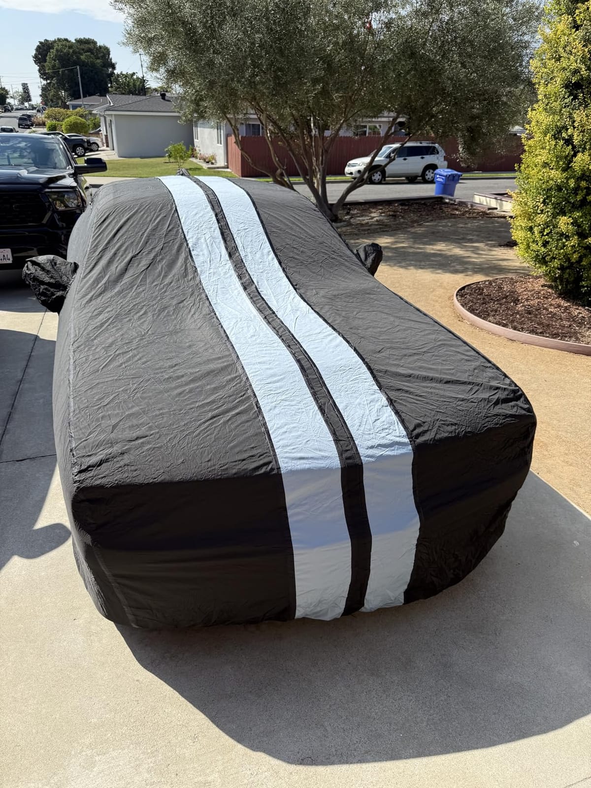 Coverland Custom Car Cover Waterproof All Weather for 2008-2023 Dodge Challenger, Weatherproof Car Covers for Automobiles, Rain, Snow, Sun Protection, Full Exterior Covers, Stripe(Black/Red) customer photo 1