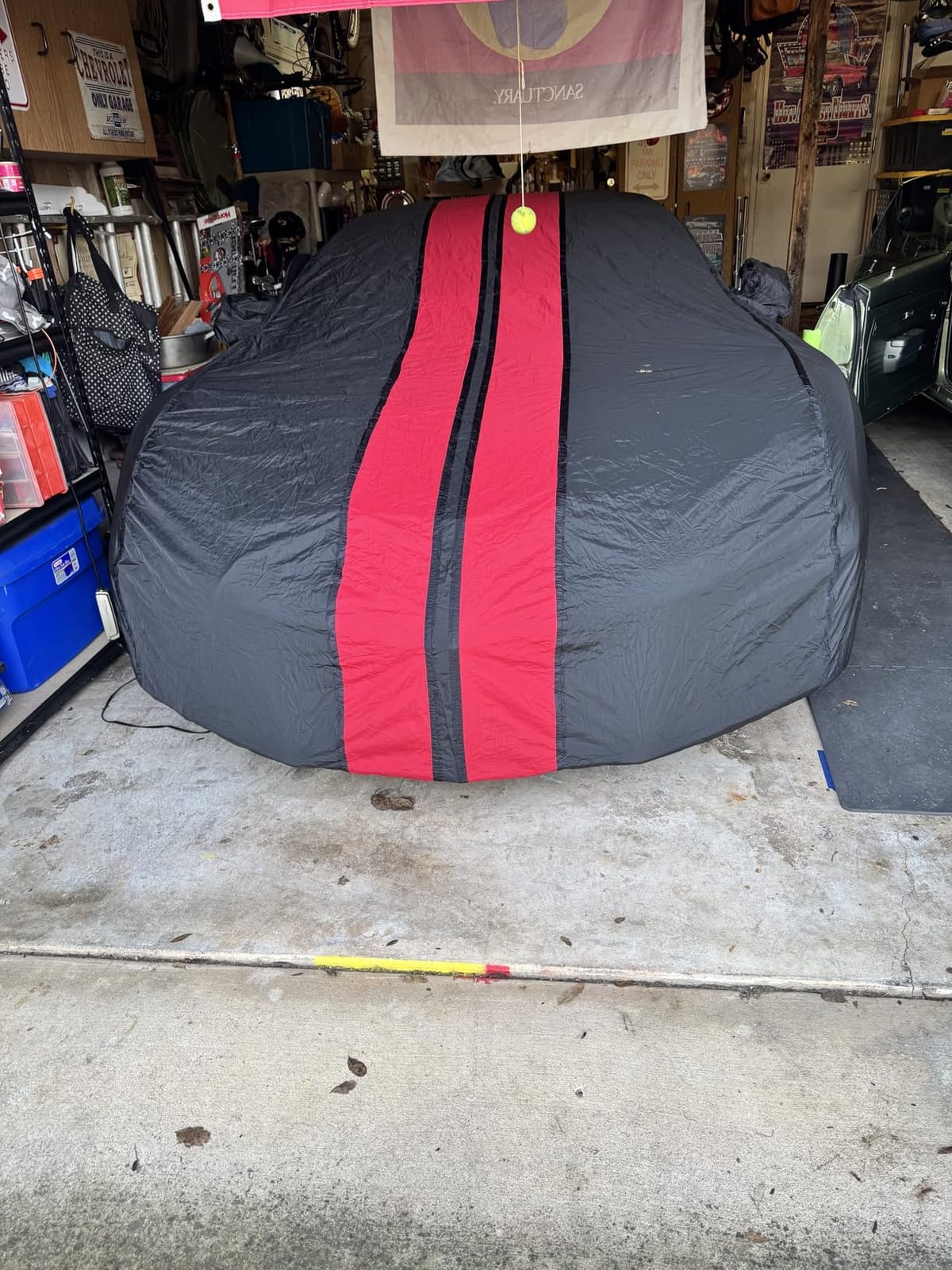 Coverland Custom Car Cover Waterproof All Weather for 2008-2023 Dodge Challenger, Weatherproof Car Covers for Automobiles, Rain, Snow, Sun Protection, Full Exterior Covers, Stripe(Black/Red) customer photo 2