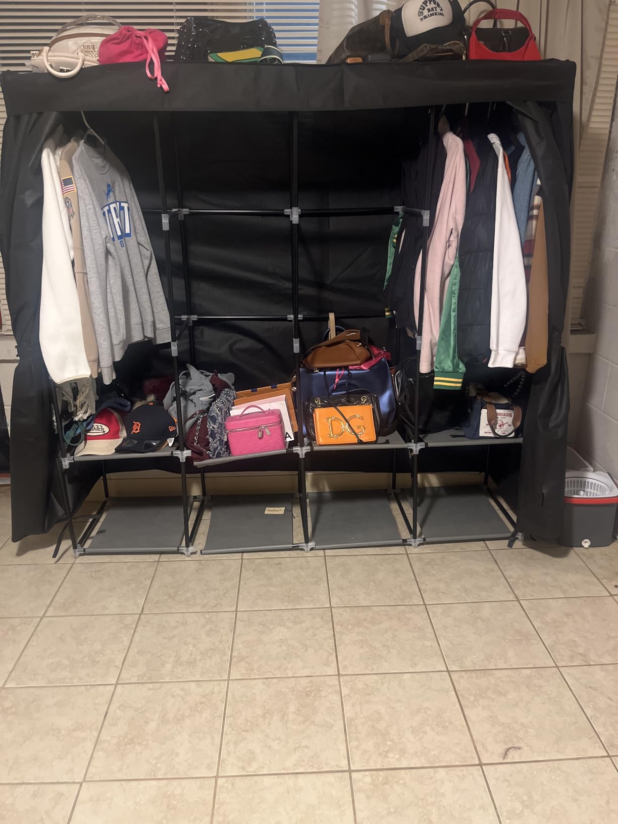 VTRIN Portable Closet for Hanging Clothes 67 Inch Wide Large Capacity Portable Wardrobe Closet with Cover, 4 Storage Shelves and 4 Hanging Rod Sturdy Free Standing Closet for Bedroom, Black customer photo 1