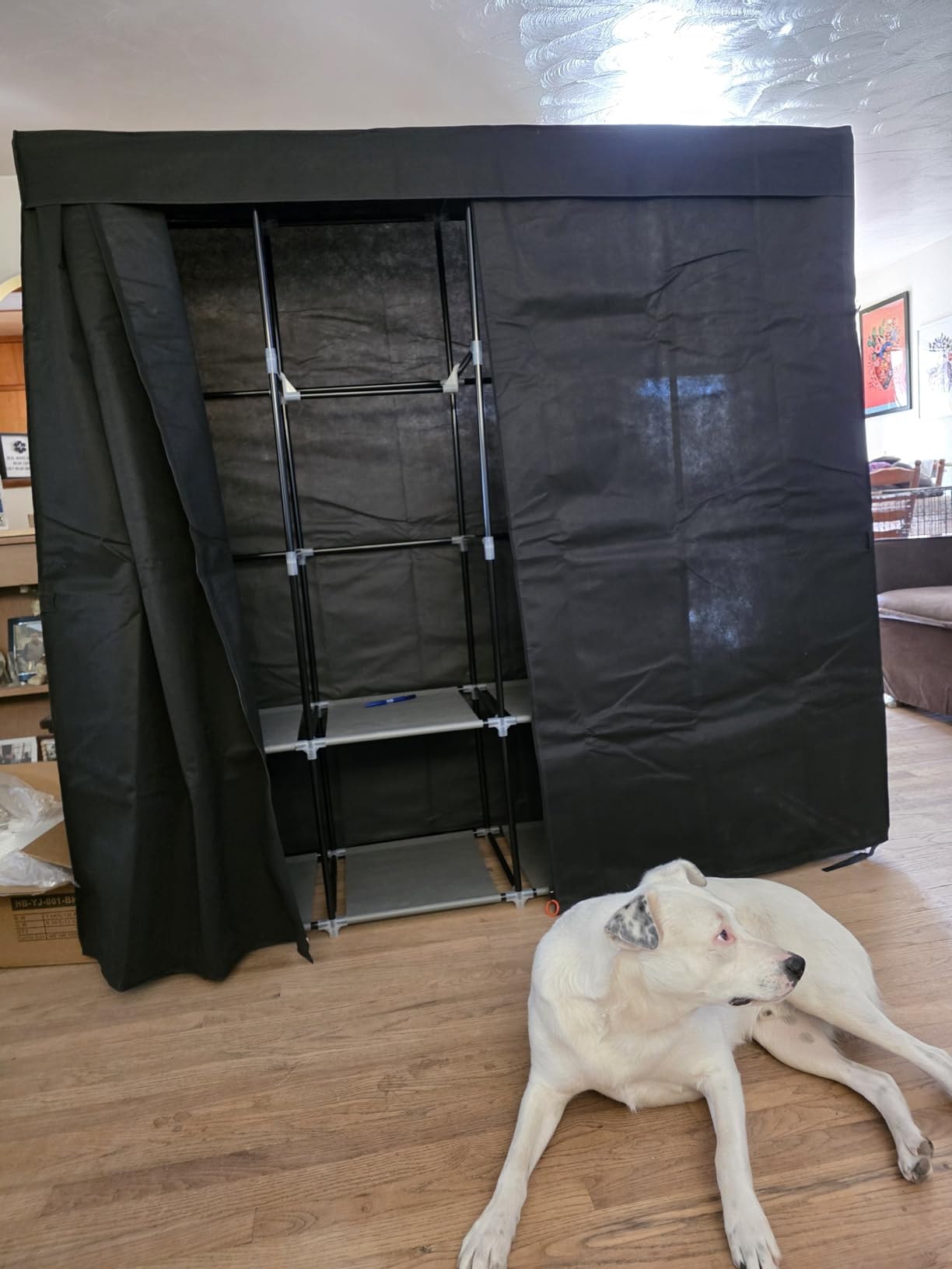 VTRIN Portable Closet for Hanging Clothes 67 Inch Wide Large Capacity Portable Wardrobe Closet with Cover, 4 Storage Shelves and 4 Hanging Rod Sturdy Free Standing Closet for Bedroom, Black customer photo 2