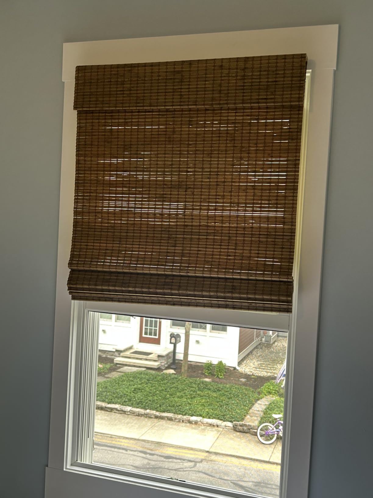 LazBlinds Cordless Bamboo Roman Shades, 34x64, Highfield Teak | Privacy Blinds for Interior Windows, Room Darkening Roll Up Bamboo Blinds customer photo 1