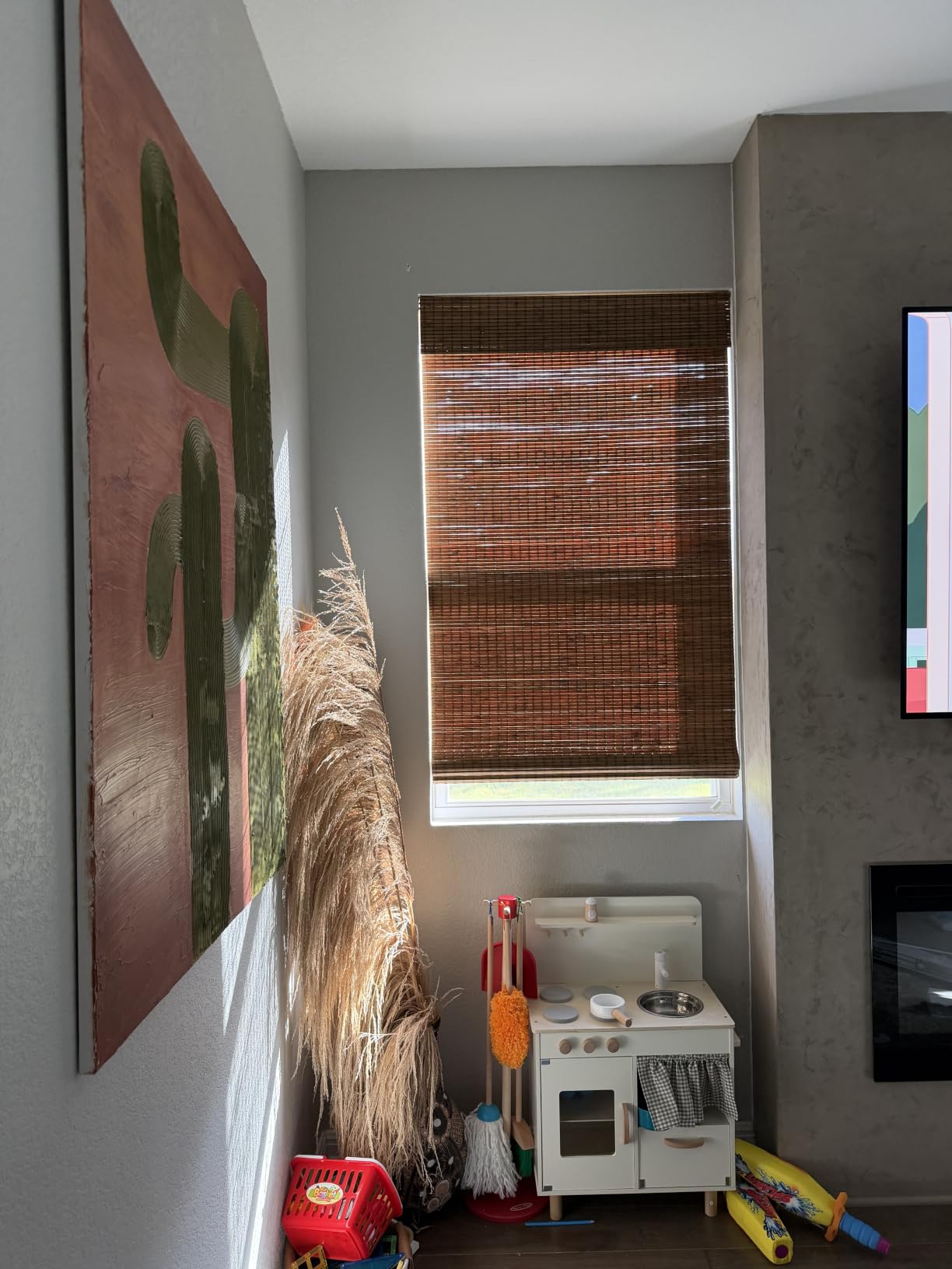 LazBlinds Cordless Bamboo Roman Shades, 35x64, Highfield Teak customer photo 2