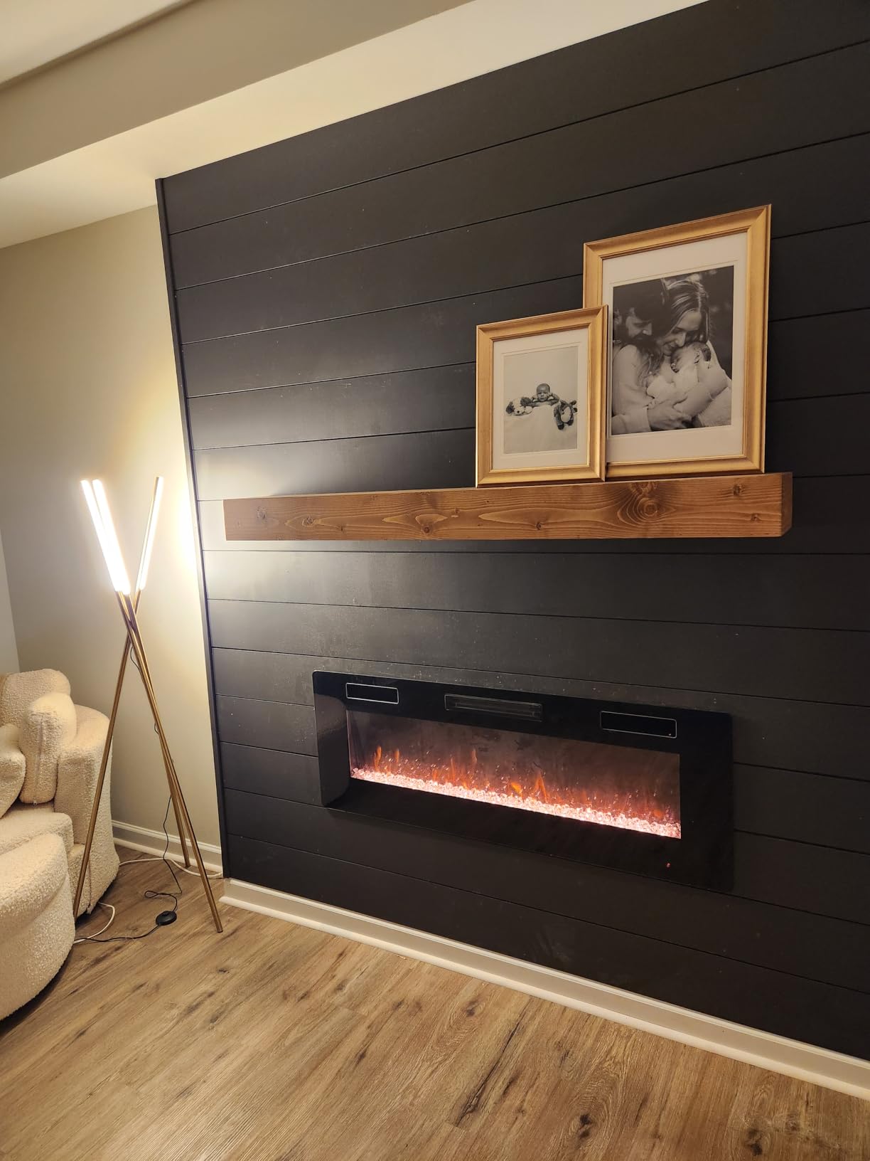 72x8x5in Pine Wood Fireplace Mantel Shelf, Weathered Brown | Hollow Wooden Bracket, Wall Mount Design, Invisible Heavy Duty Support Bracket, Farmhouse Rustic Home Decor customer photo 2