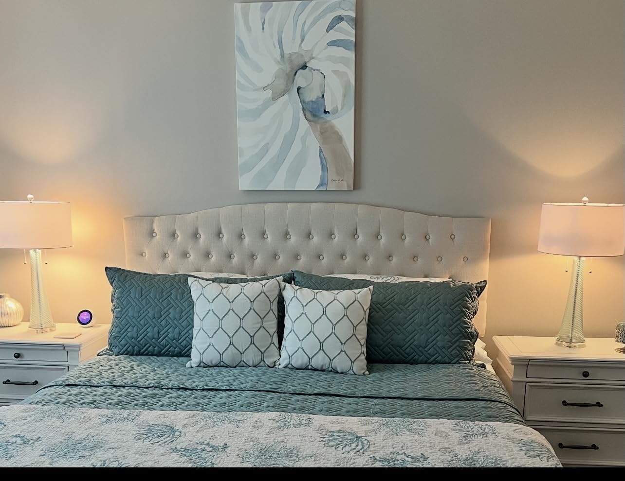 Furpopup Linen Upholstered Headboard King/Cal King Size Wall Mount, Bed Frame Mount, Featuring High-Density Sponge Padding, Luxury Texture Easy Assembly Comfort and Style-Ivory customer photo 1