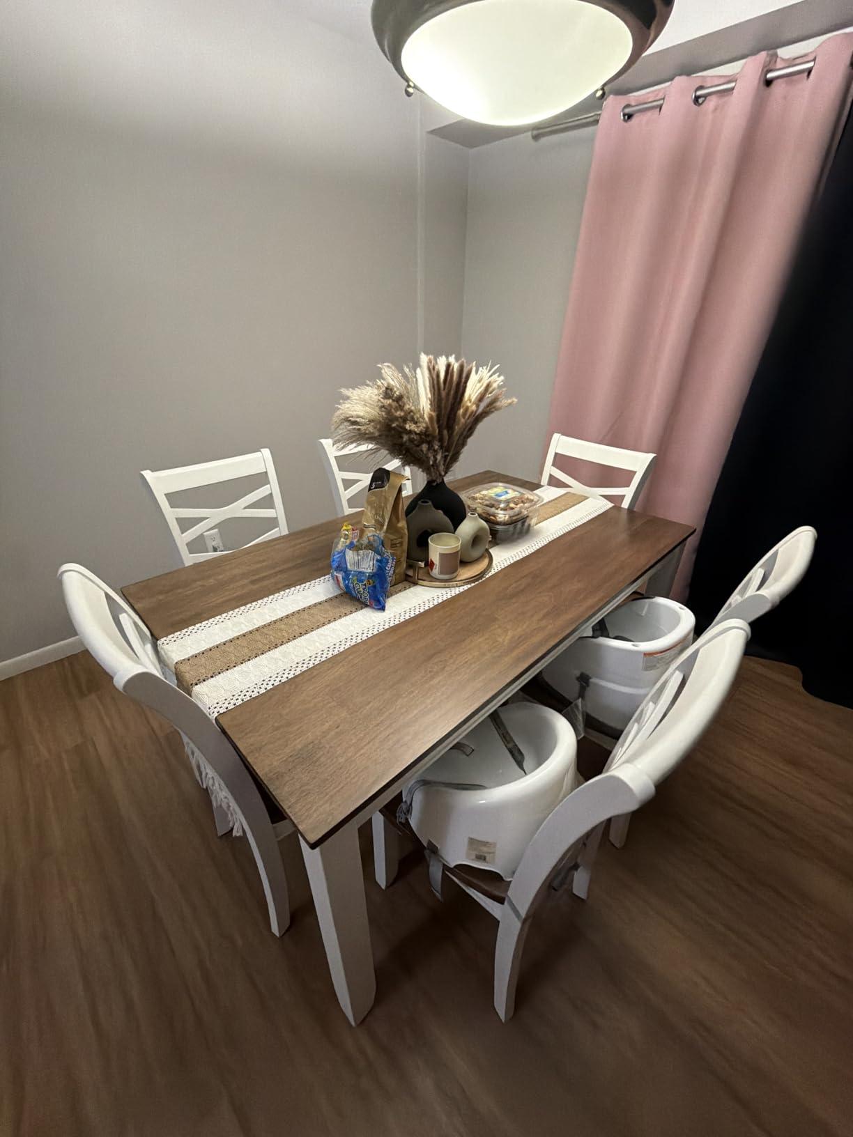Lexicon 7-Piece Dining Set, Wooden Dining Table and 6 Chairs, Cherry/White | Farmhouse Dining Set, Rectangular Table, Cross Back Chairs, Easy Assembly Seater for Indoor Home, Dinner, Kitchen, 2-Tone customer photo 1