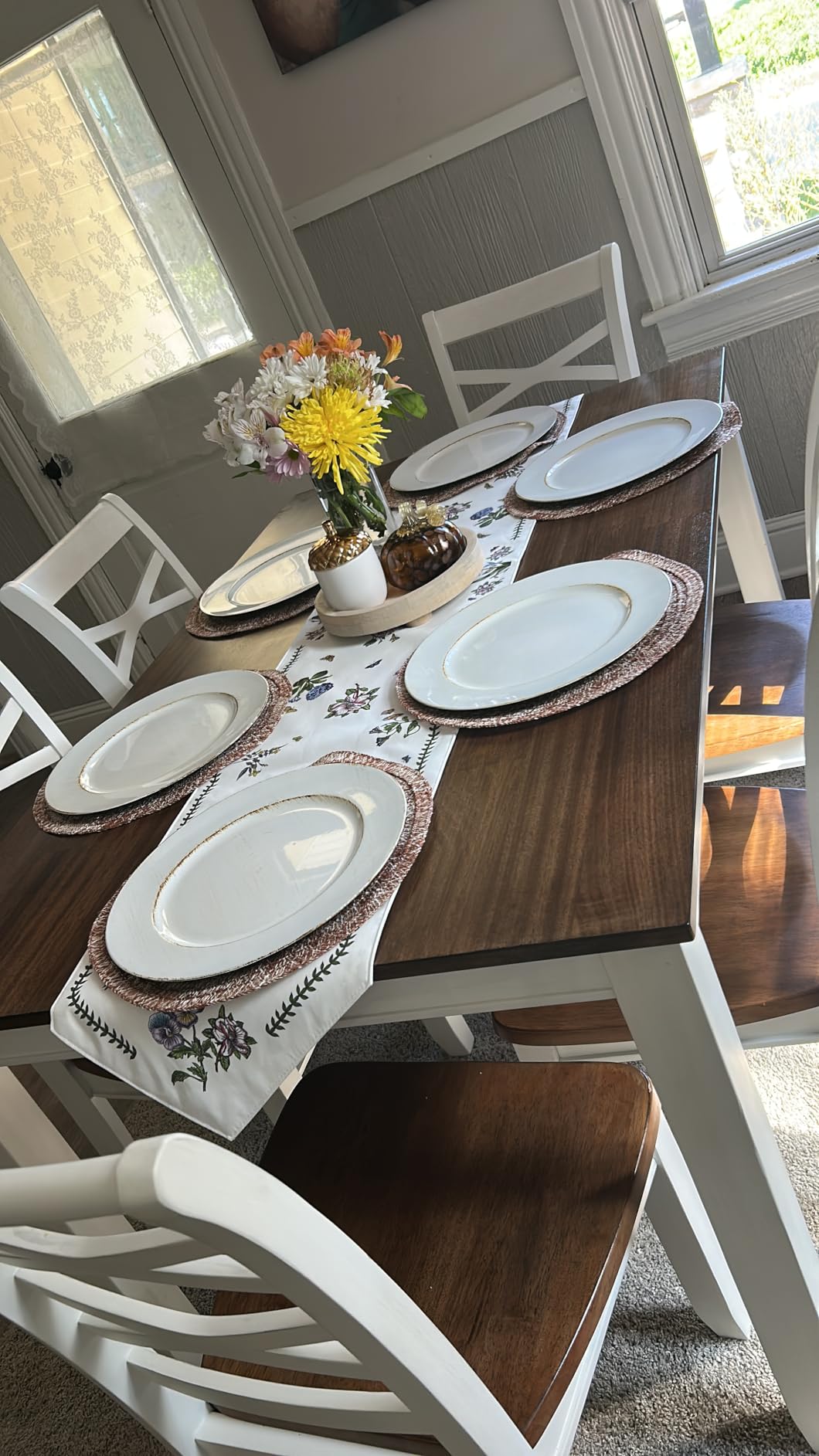 Lexicon 7-Piece Dining Set, Wooden Dining Table and 6 Chairs, Cherry/White | Farmhouse Dining Set, Rectangular Table, Cross Back Chairs, Easy Assembly Seater for Indoor Home, Dinner, Kitchen, 2-Tone customer photo 2