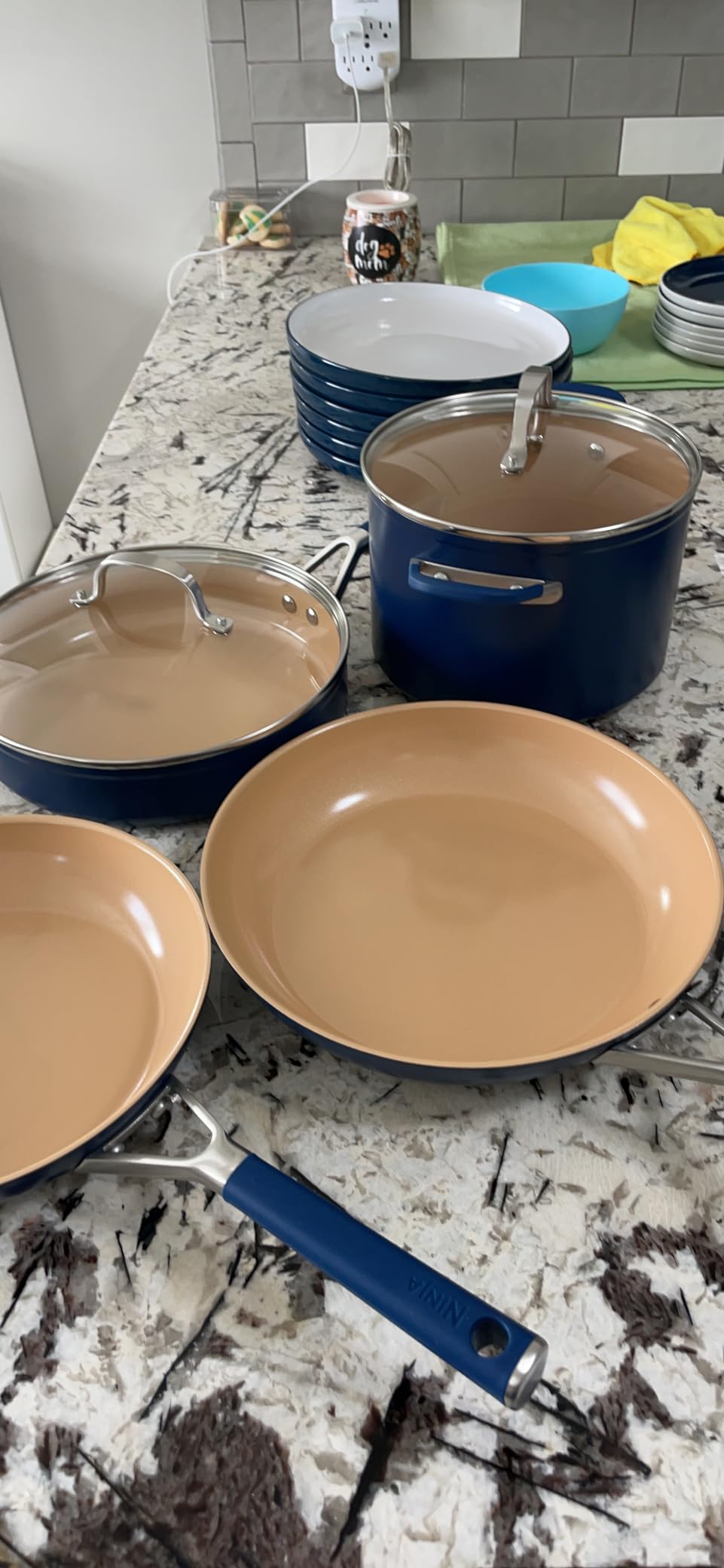 Ninja Ceramic Pro 14-Pc Cookware Set, PFAS-Free, Midnight Blue, CW39014MM | Titanium-infused ceramic, 10-year nonstick guarantee. No lead, cadmium. All stovetops & induction compatible. Broil to 550°F. customer photo 2