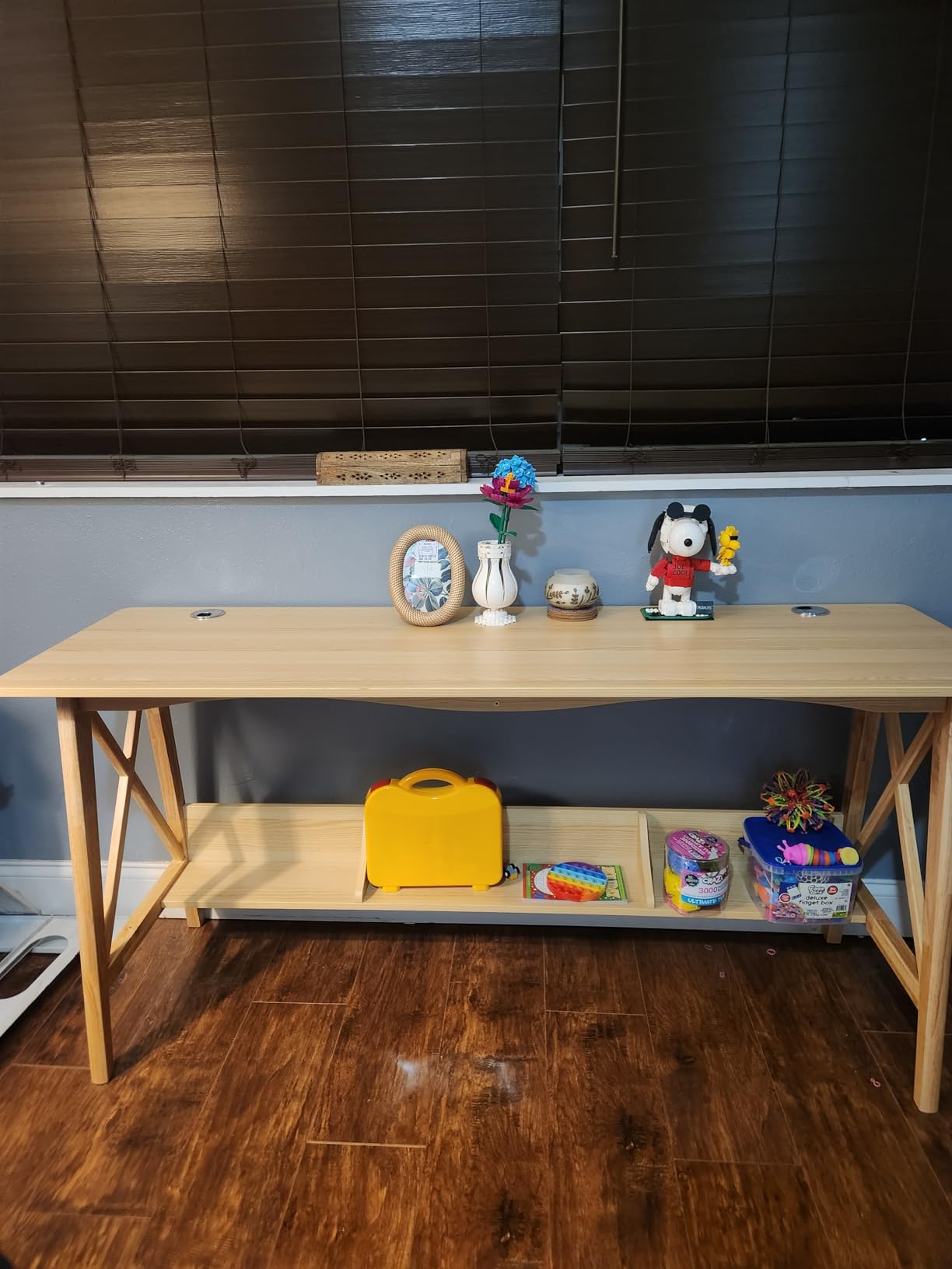 NELYE Extra Long Writing Desk with Bookshelf, 55